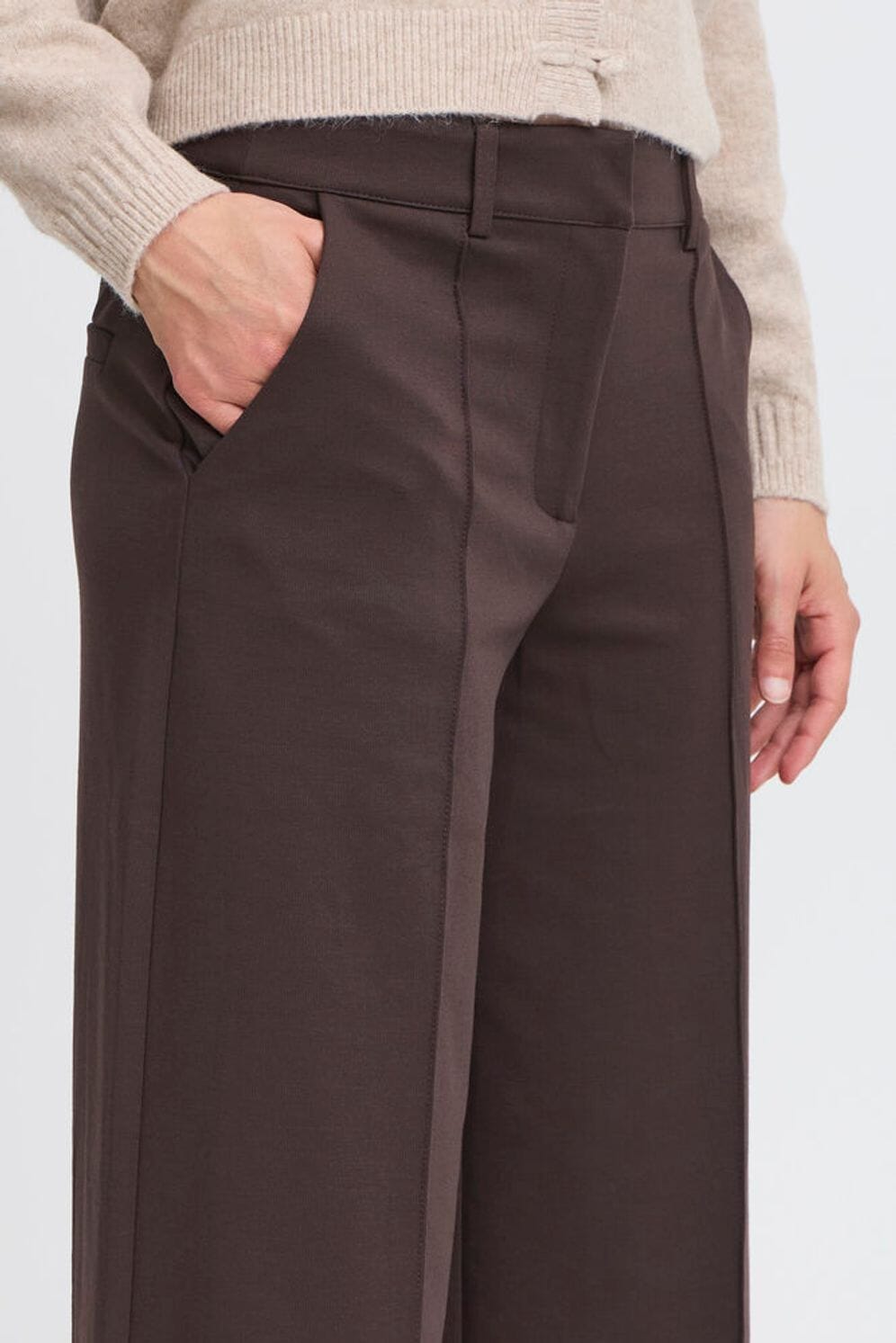 minimal wide leg pant outfit idea, ICHI