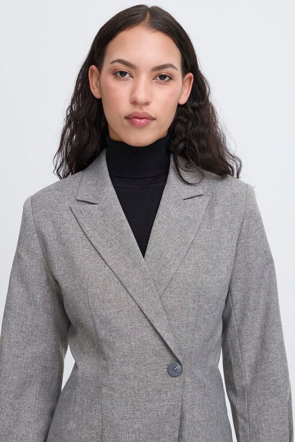 GREY FITTED BLAZER, ICHI