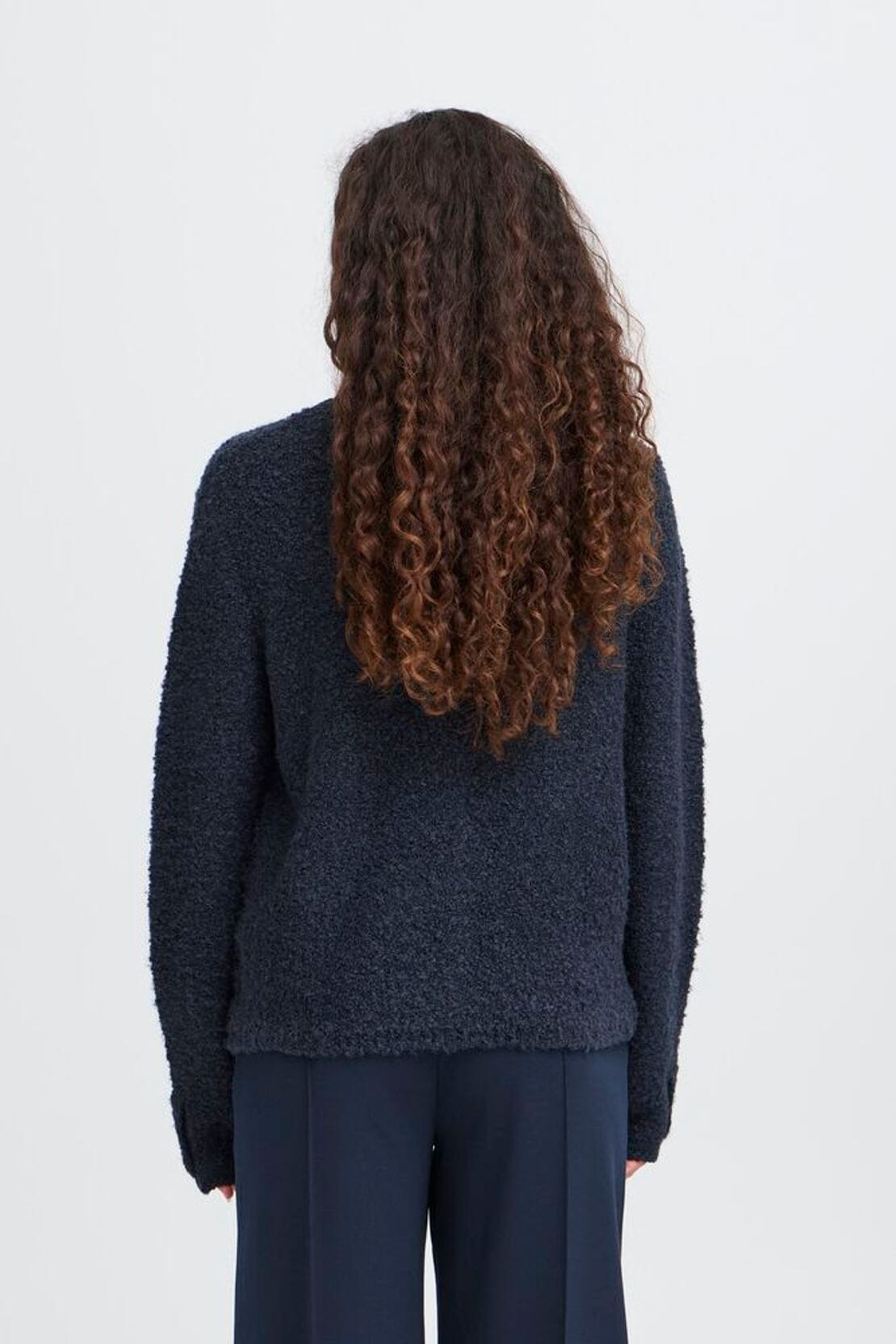 women’s textured navy sweater cardigan, ICHI