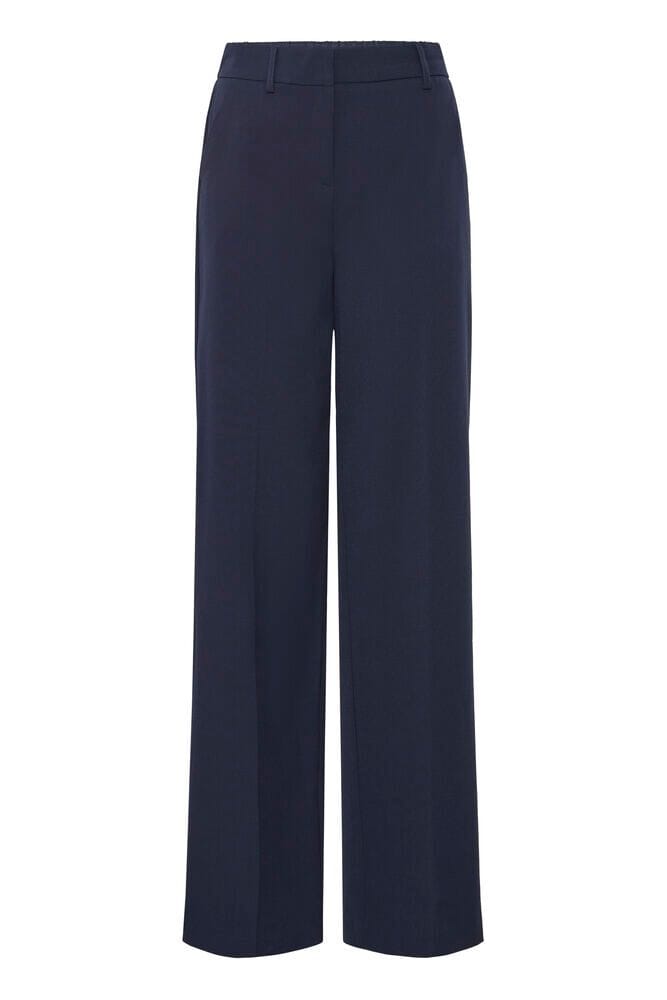 tailored navy wide leg pant, office ready wide leg pants