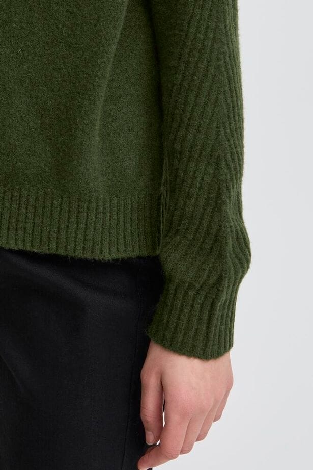 chic green fall sweater, warm ribbed green knit