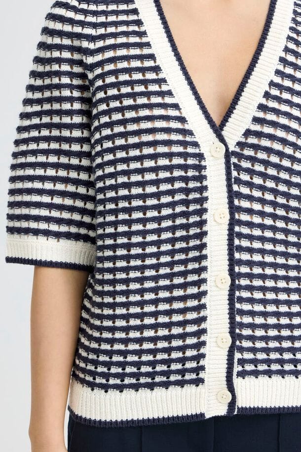 summer cardigan women, navy and white cardigan women, fitted cardigan women, chic knit cardigan women, everyday cardigan women, versatile sweater women