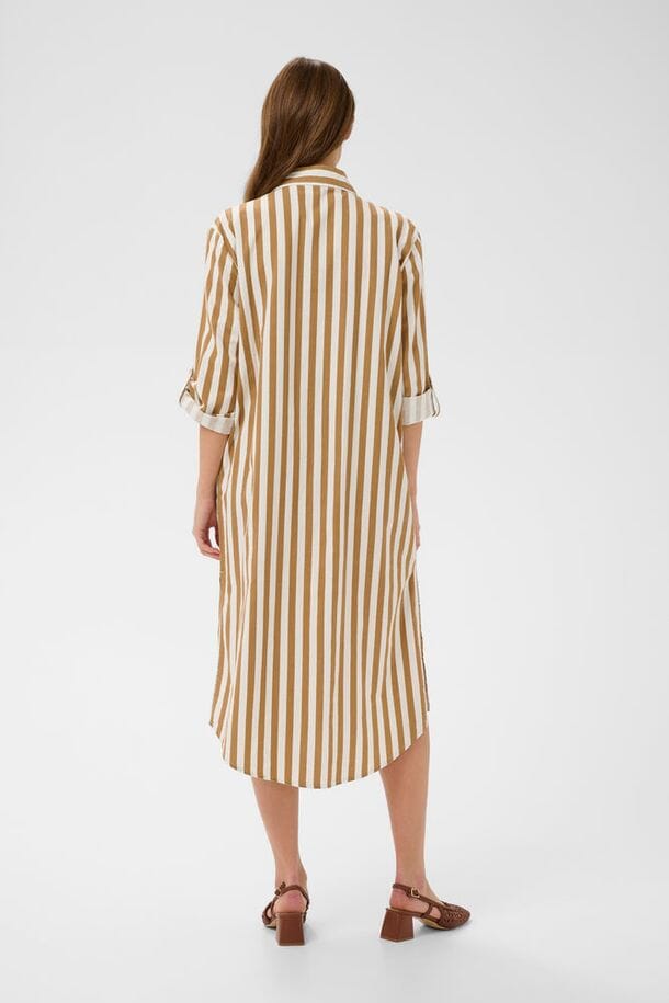 loose fit striped dress women, breathable summer dress women, modest shirt dress women, versatile midi dress women, chic casual dress women, timeless striped dress women