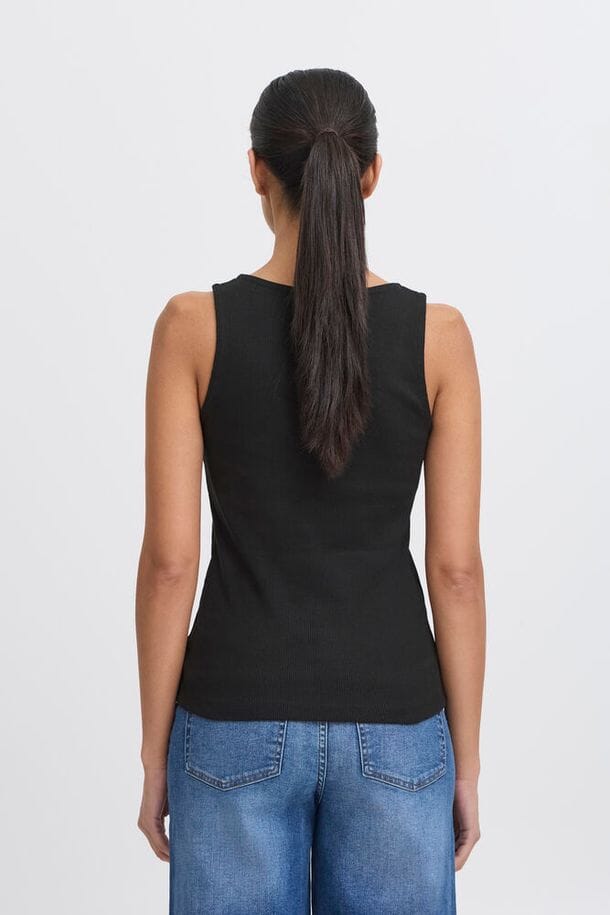 versatile sleeveless top women, square v neck tank women, casual black tank women, wardrobe staple tank women, comfortable fitted tank women