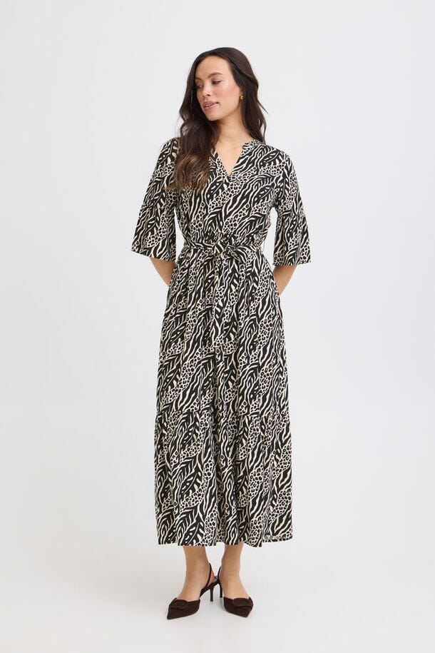 three quarter sleeve midi dress women, animal print event dress women, casual animal print dress women