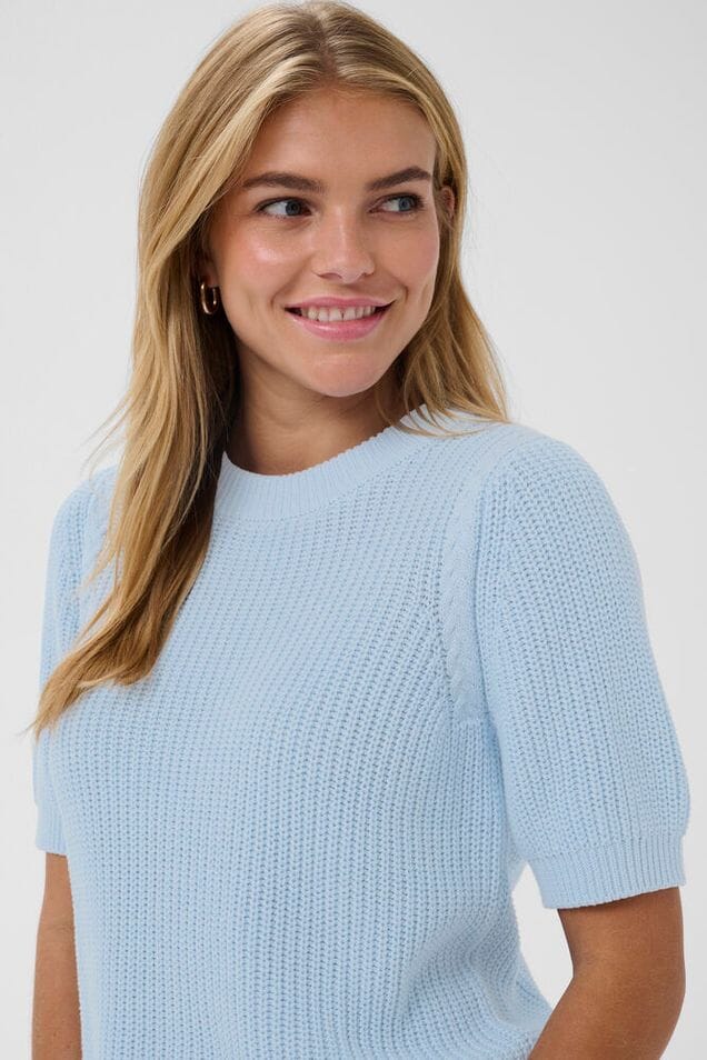 short sleeve sweater women, lightweight knit top blue, everyday knit top women
