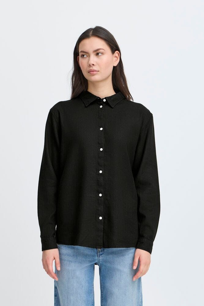 lightweight linen button shirt women, minimalist black blouse women linen, oversized linen shirt black women, relaxed fit linen shirt black, summer linen shirt women black