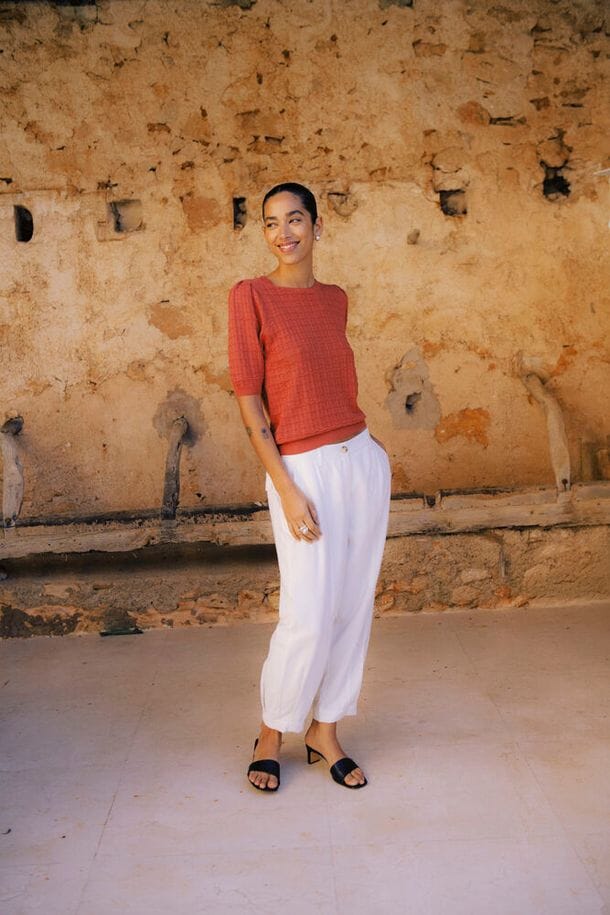 rose knit top women, pink knit top women, textured knit top women, rose short sleeve sweater women