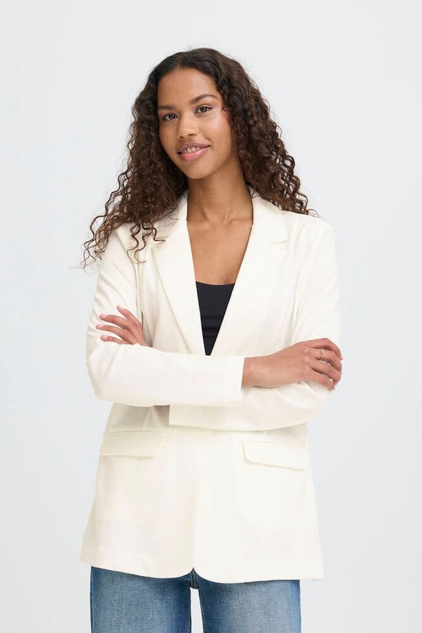 white single button blazer, white professional blazer women