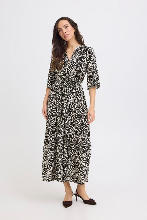 printed wrap dress women midi, safari print dress women midi, black white midi dress women