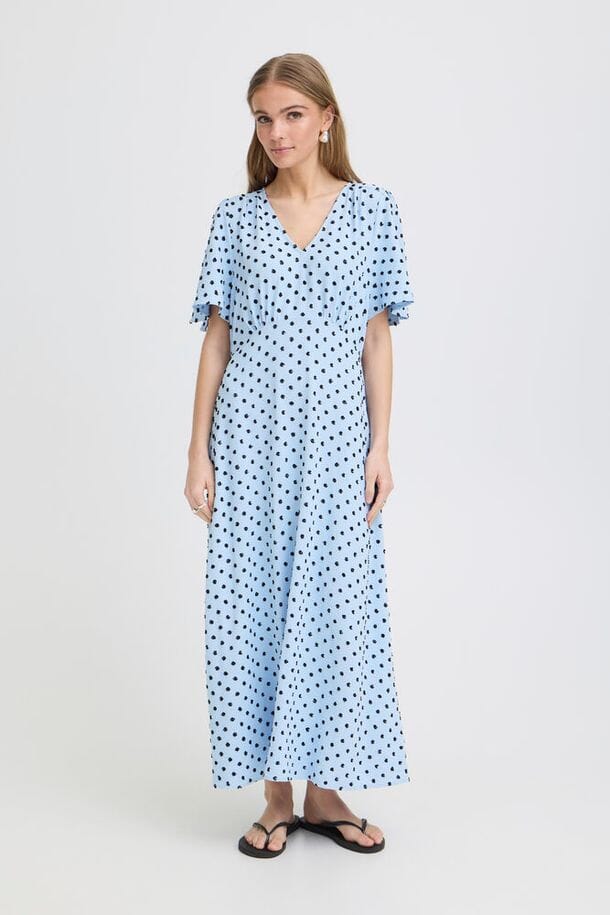blue vacation dress women midi, airy blue dress women, short sleeve blue midi dress women