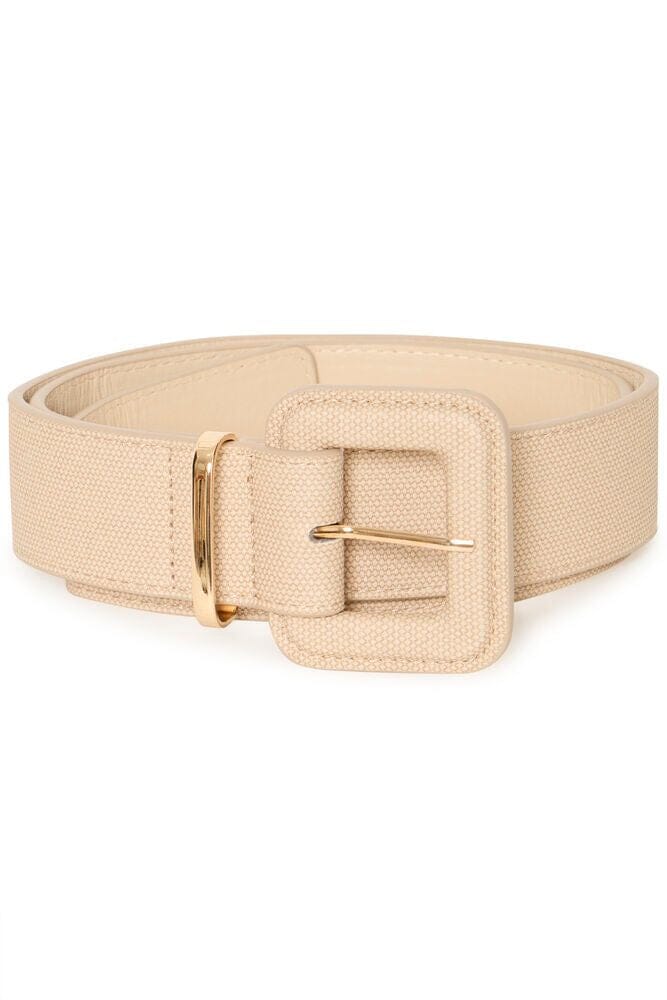Cream Belt for Women | Oversized Buckle Fashion Belt