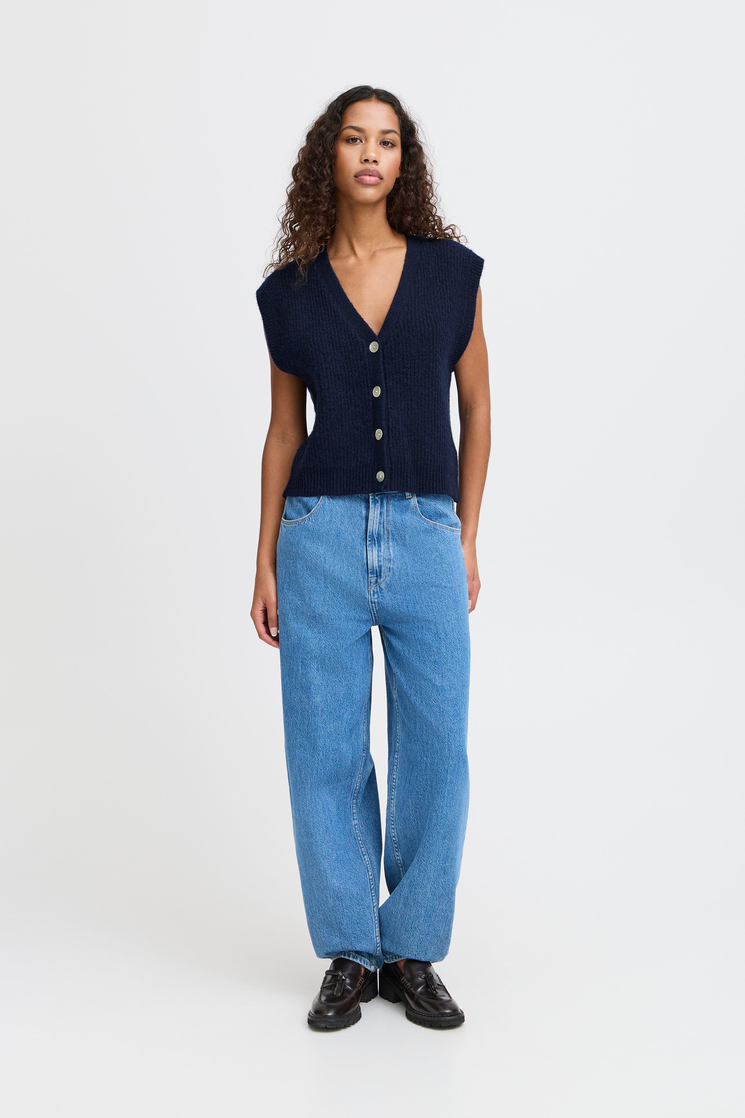 NAVY KNIT VEST VEST ICHI
