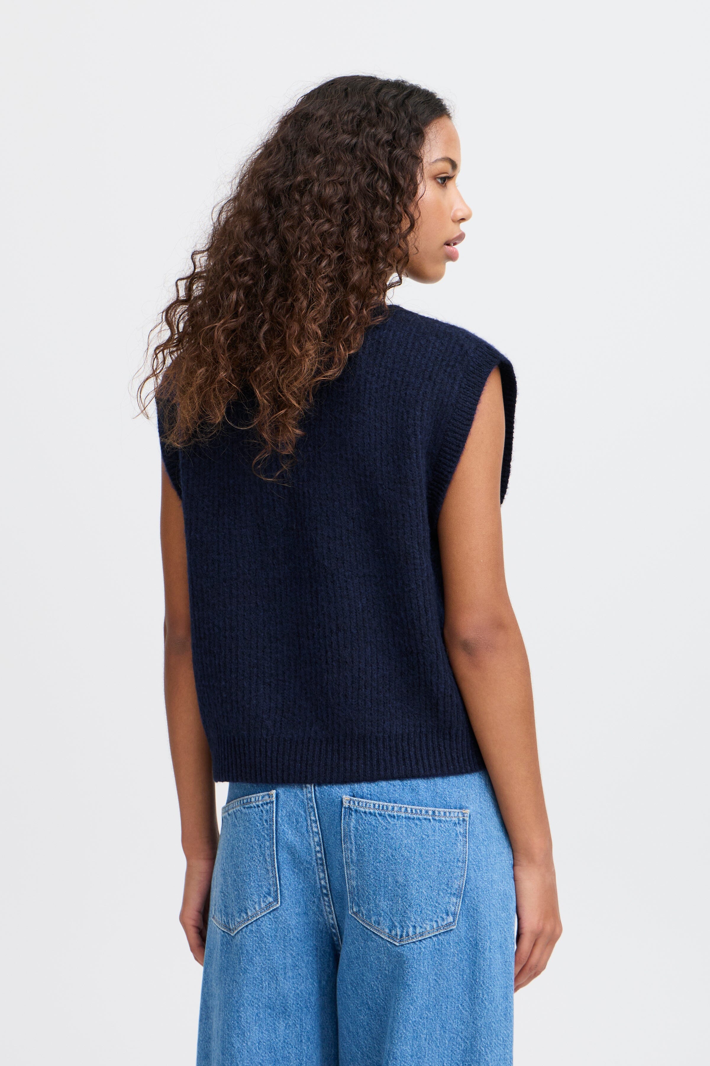 NAVY KNIT VEST VEST ICHI