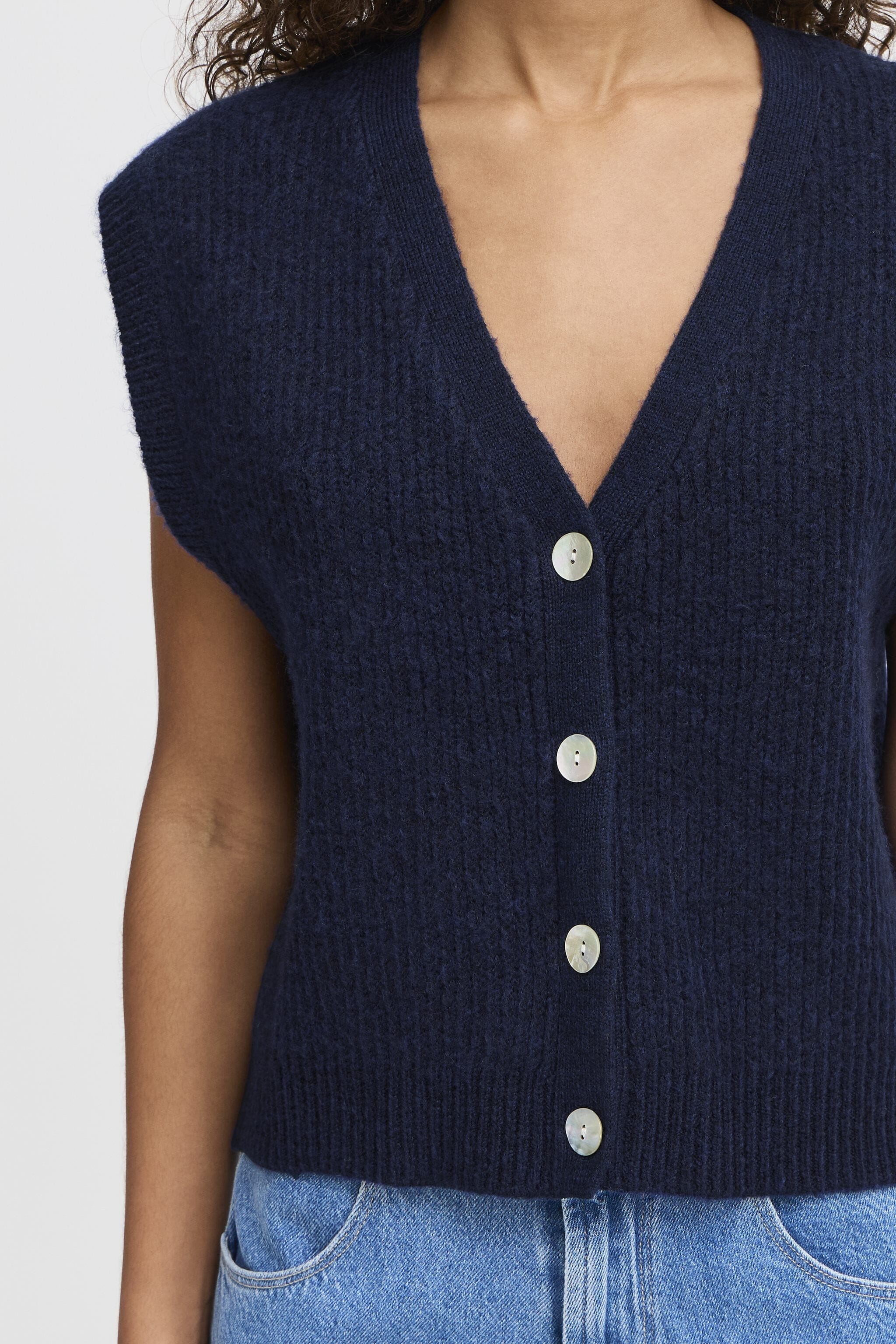 NAVY KNIT VEST VEST ICHI