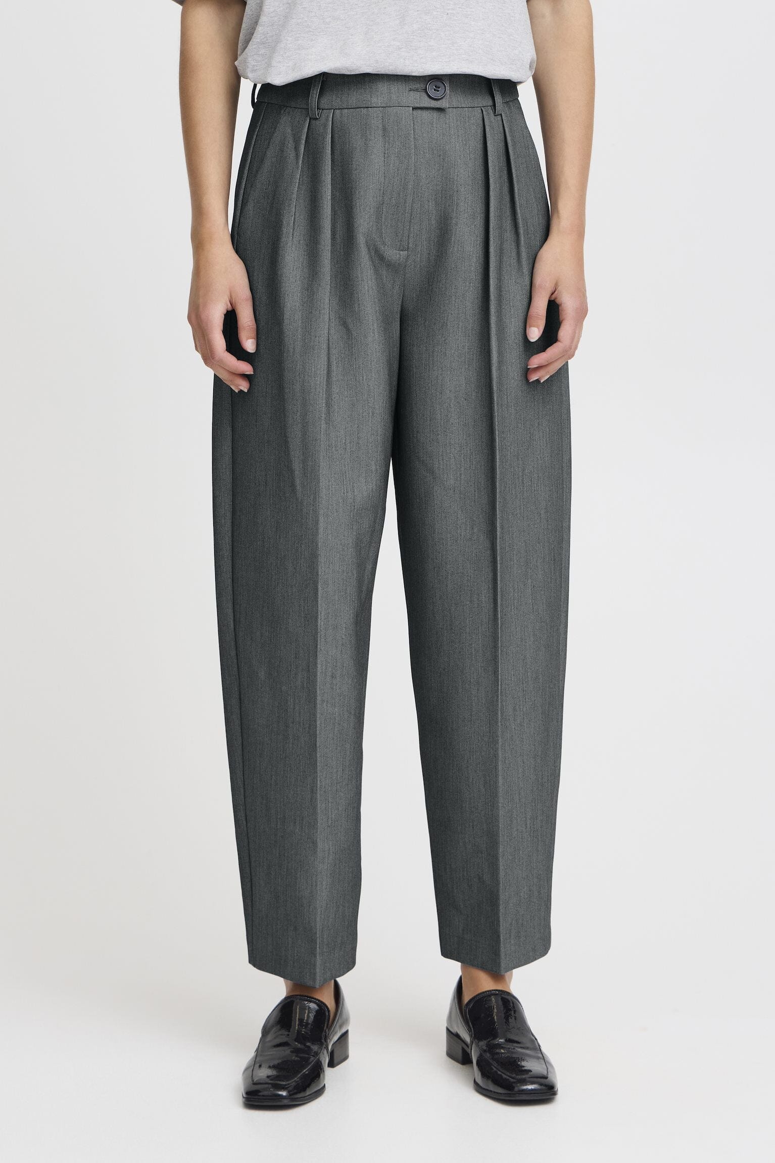 GREY PLEATED WORK TROUSER PANT B YOUNG