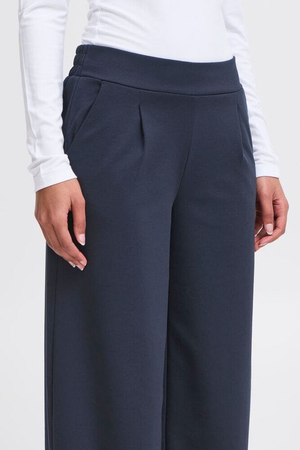 women navy trousers classic fit, minimalist navy pants