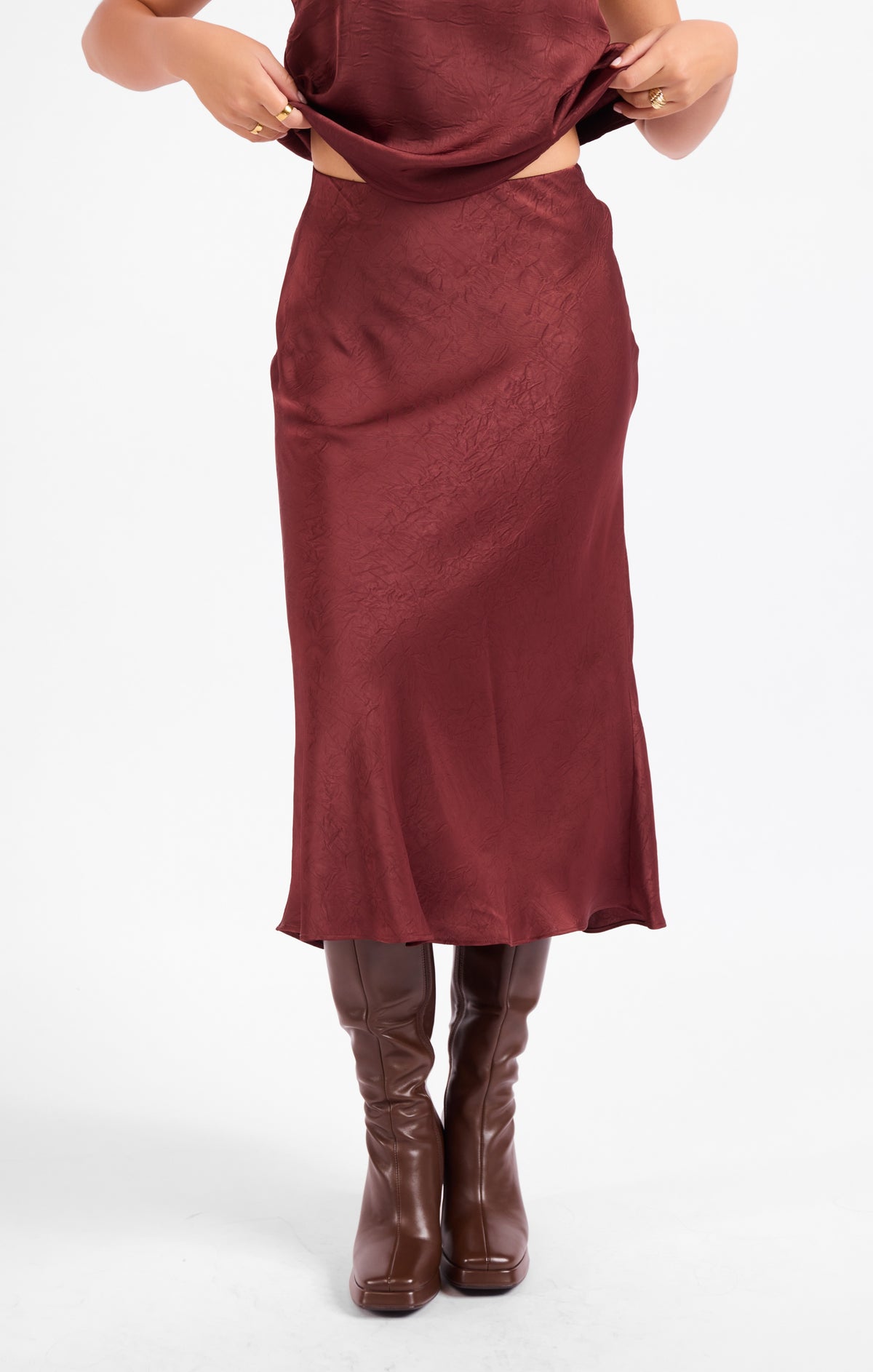 Celine Satin Midi Skirt