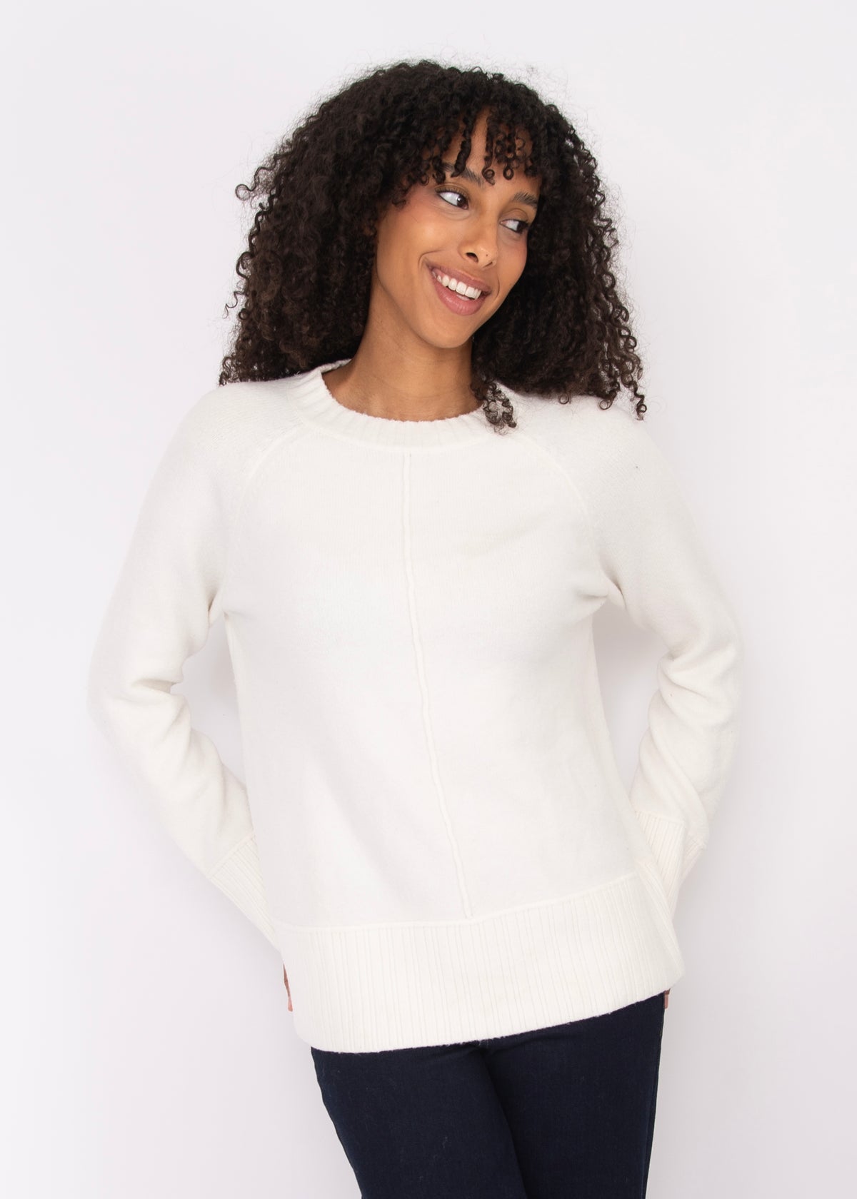 MARLOW SEAM DETAIL SWEATER (WHITE)
