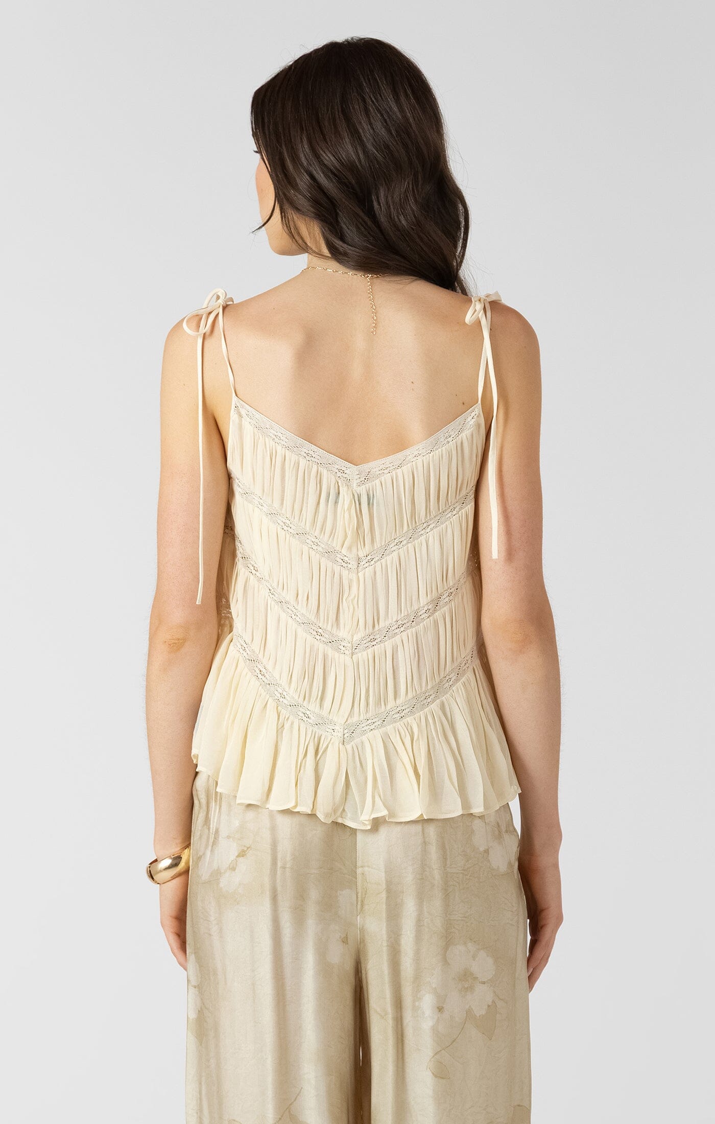 soft beige tank women, elegant summer top women, lace trim camisole women, feminine sleeveless blouse women, chic neutral tank women, airy summer top women, pretty lace camisole women