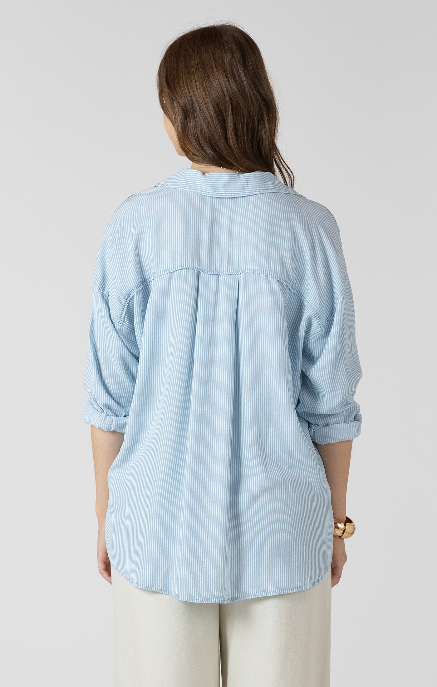 oversized button down women, casual blue shirt women, breathable summer blouse women, long sleeve button shirt women, relaxed fit striped blouse women