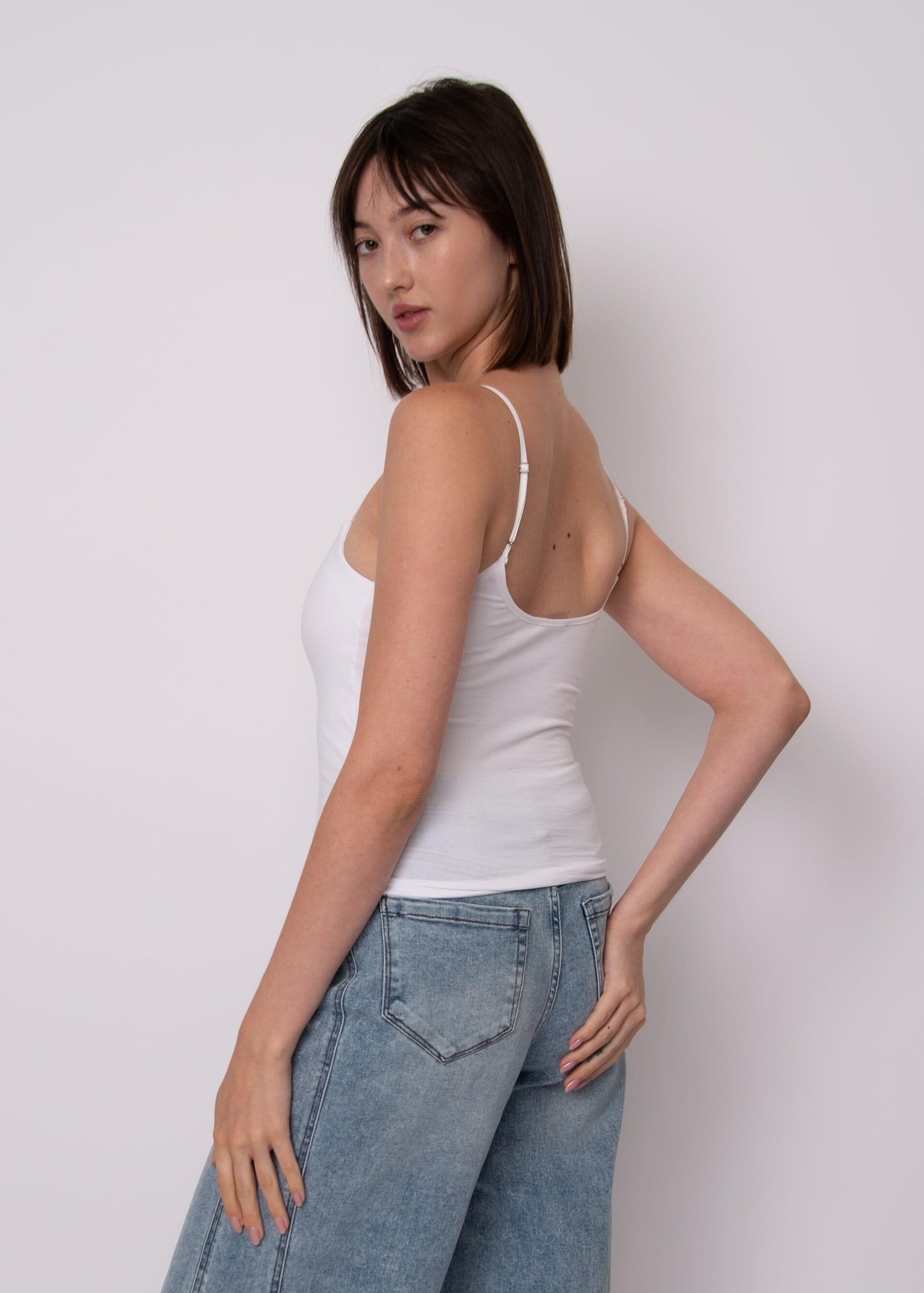 wardrobe essential tank women white, soft cotton cami with support women, summer basic tank women white, clean white camisole women