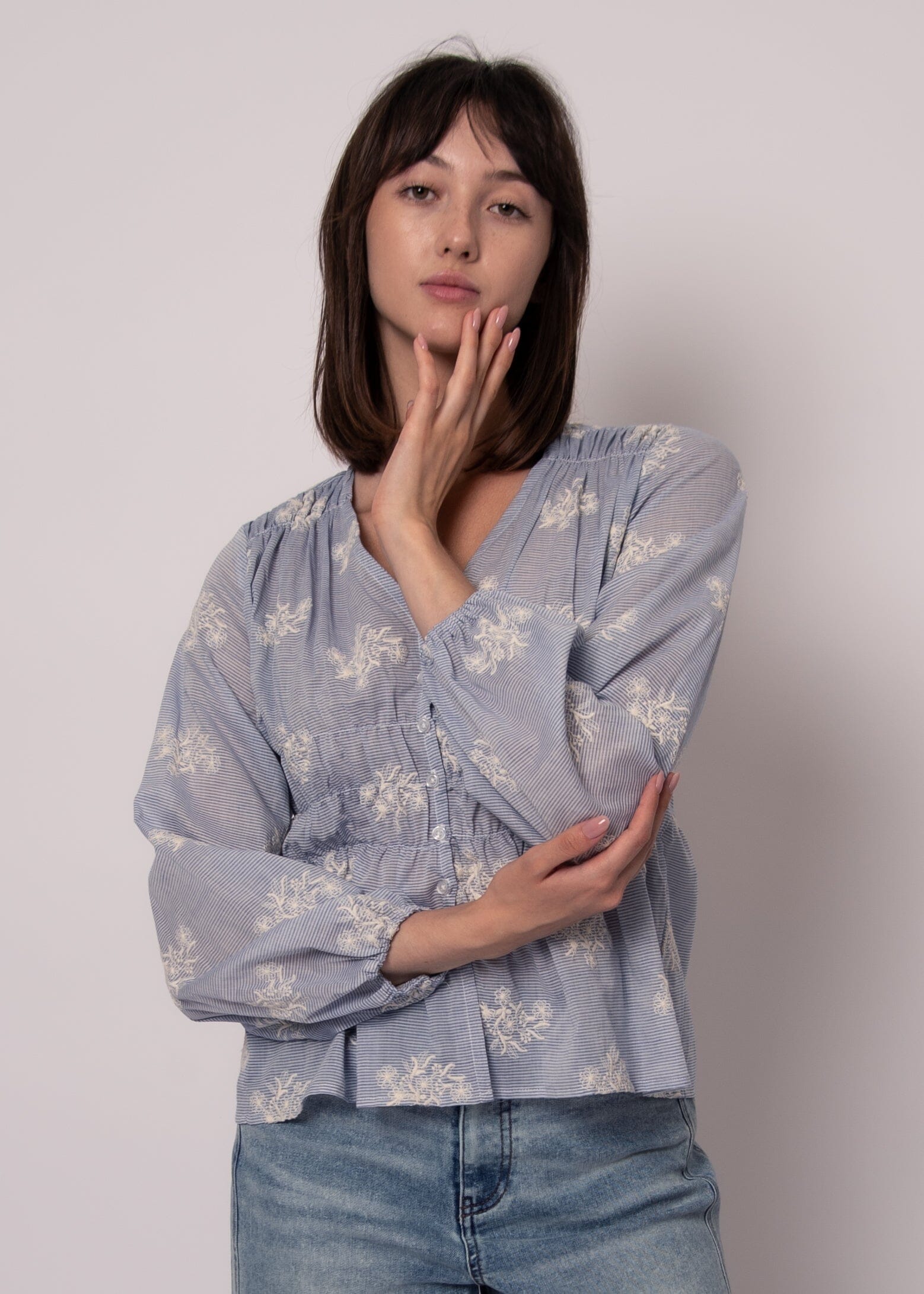 relaxed fit blouse women, spring essentials top, easy outfit blouse, peplum hem top women, comfortable stylish blouse, soft fabric blouse women, casual day top women