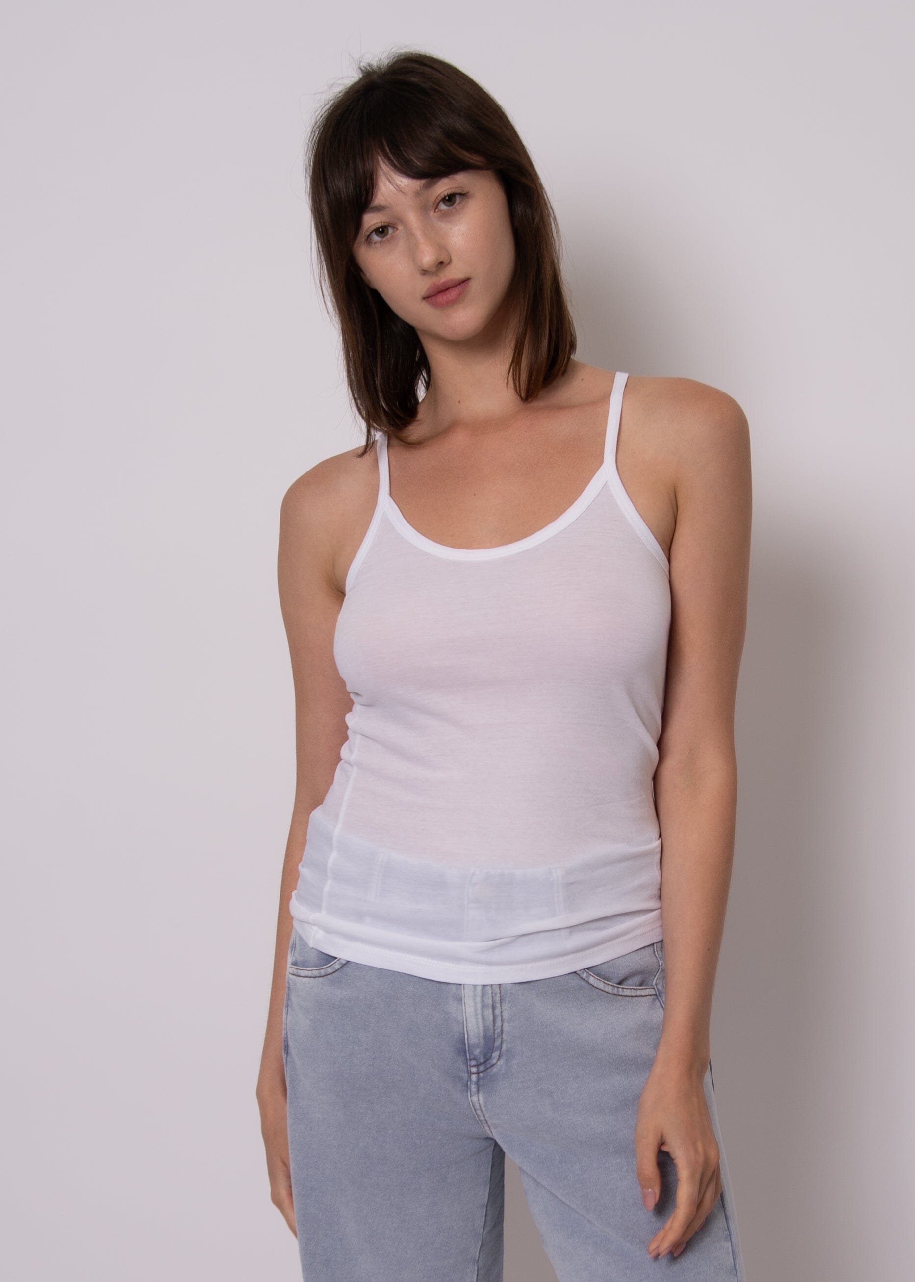 soft fabric white tank top, versatile white tank women, clean silhouette white top