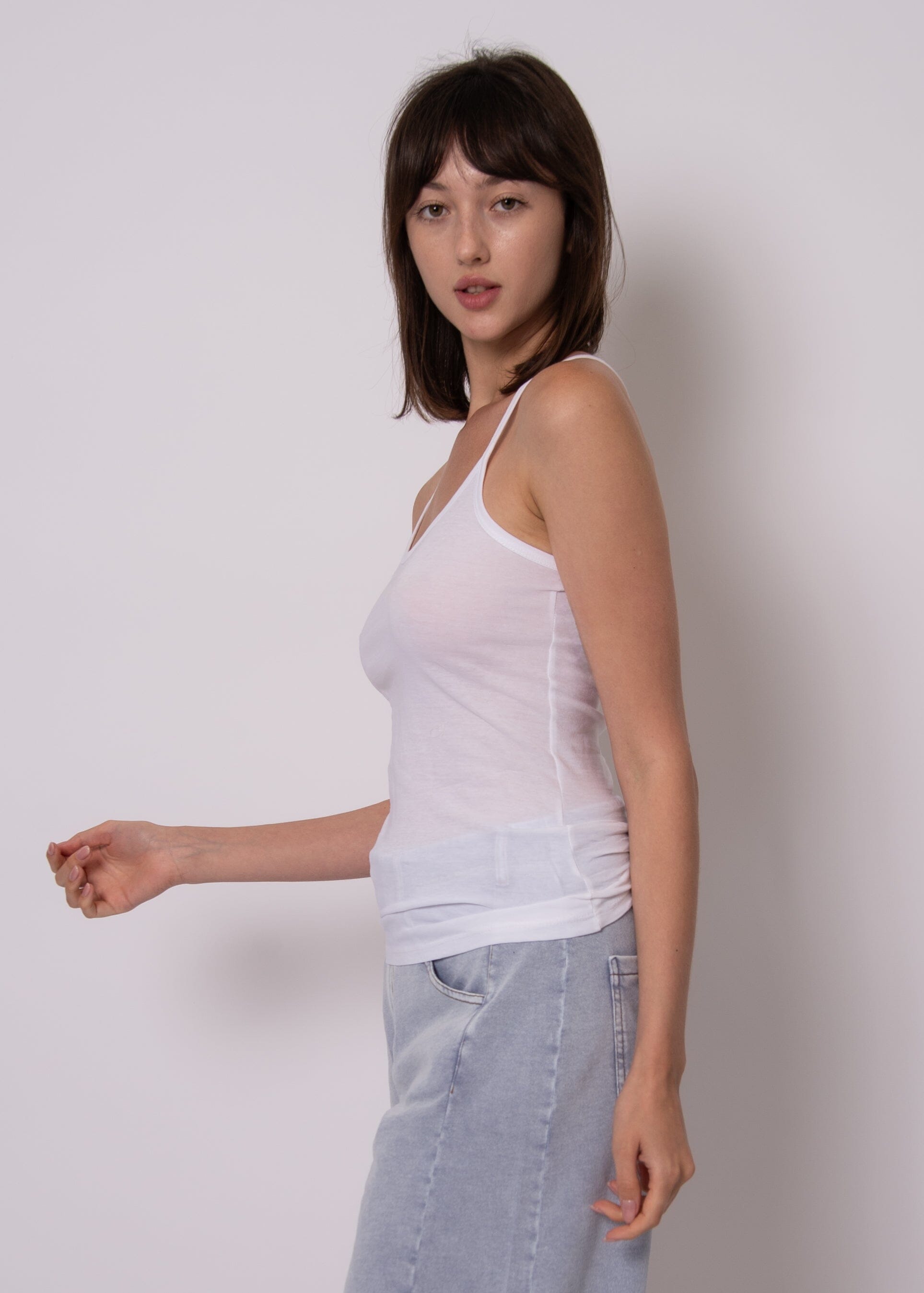 casual white summer top women, stretchy white tank top fitted, sleek white tank outfit