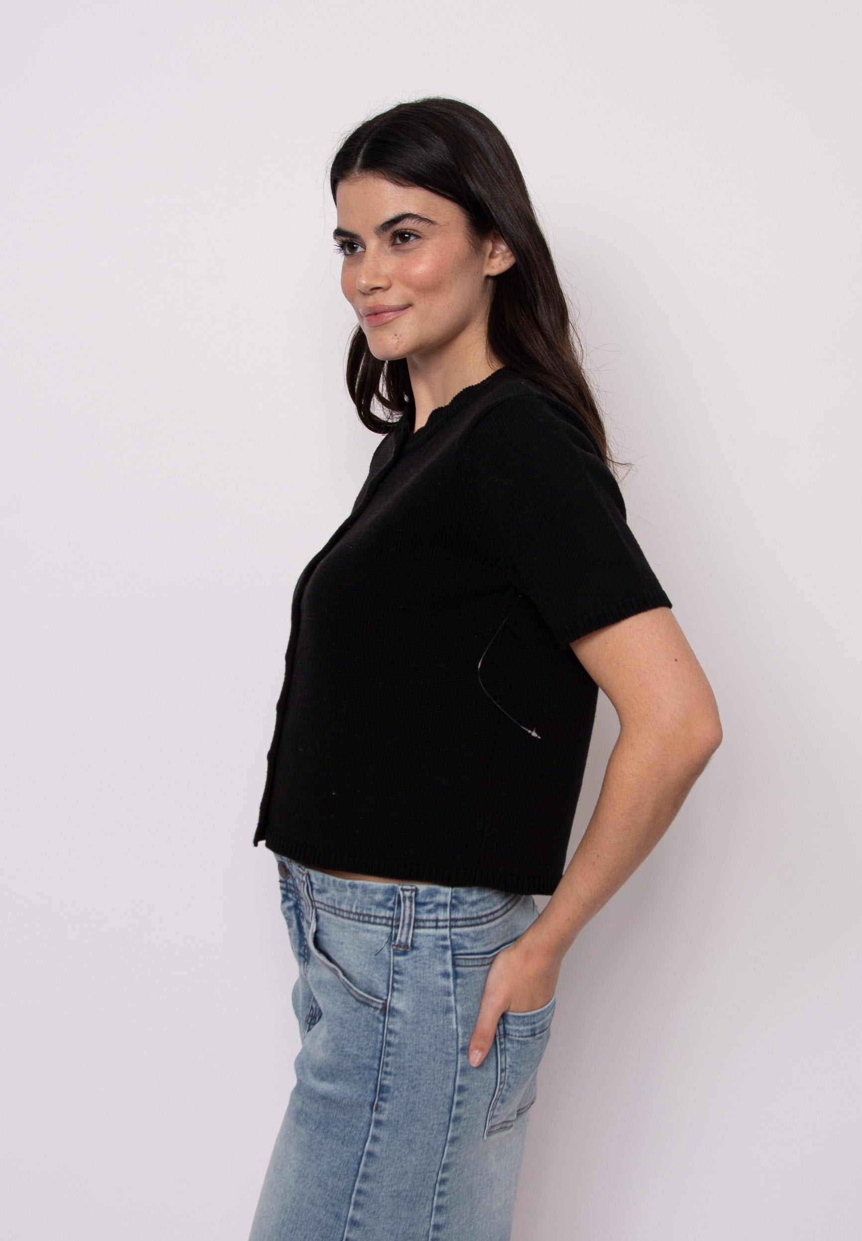 Black short sleeve cardigan by RD Style
