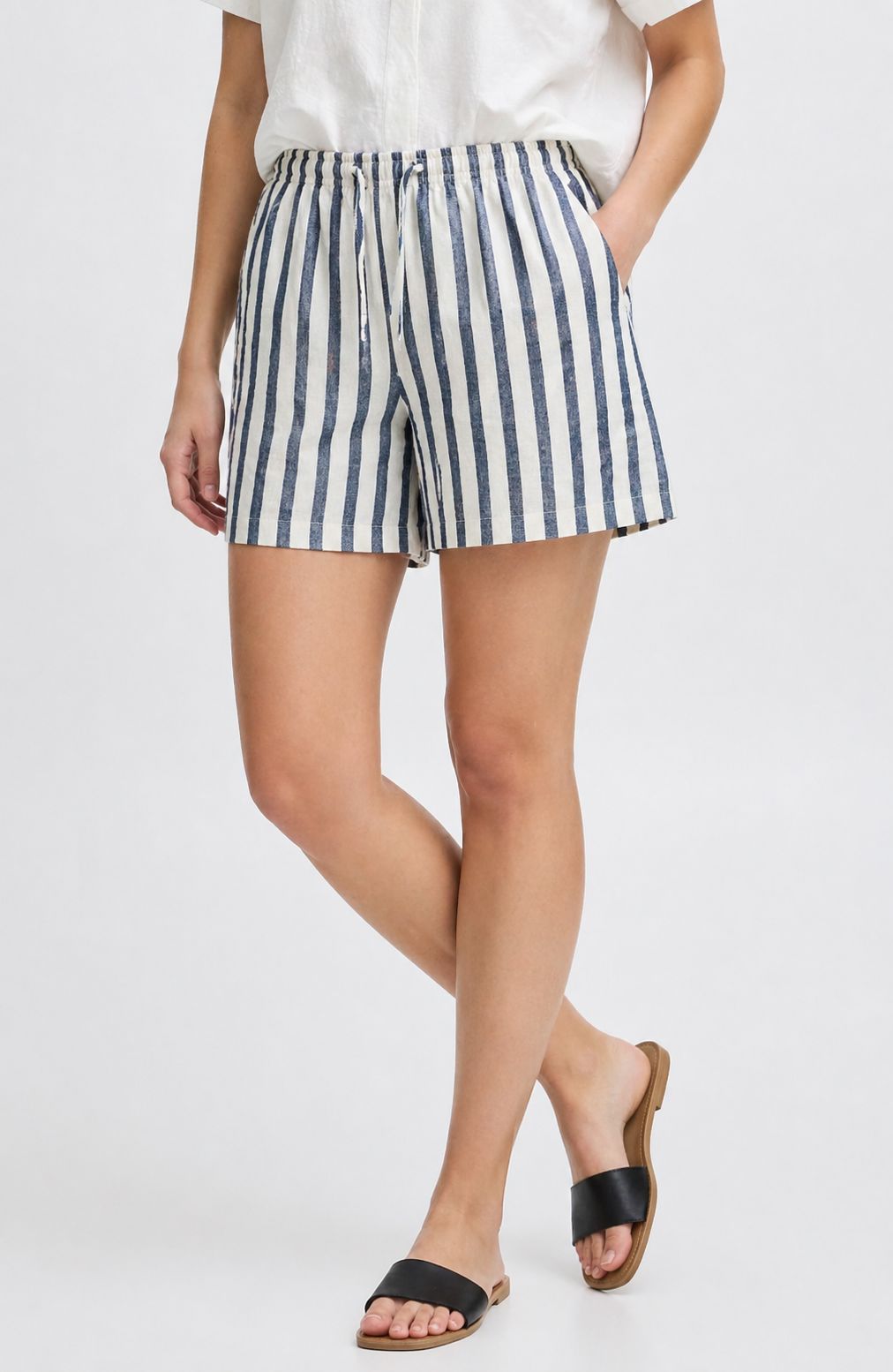 LINEN BLEND SHORT (STRIPED) short B YOUNG 