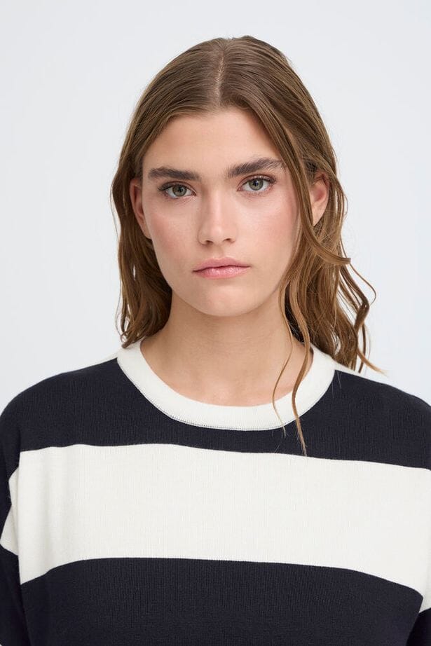 modern navy stripe top