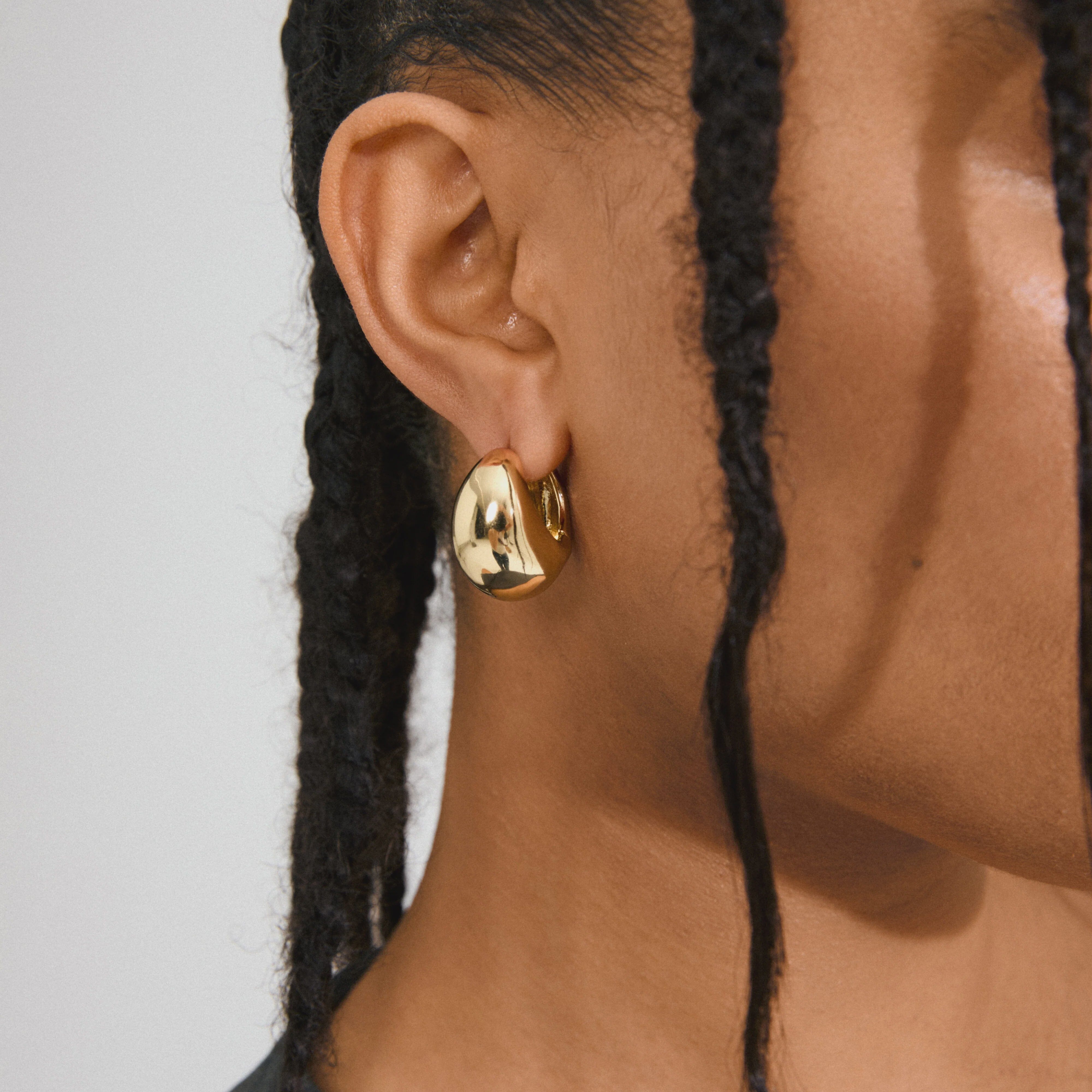 FREEDOM GOLD HOOPS, PILGRIM, organic gold hoops, sculptural gold earrings, modern gold jewelry, fluid gold hoops 
