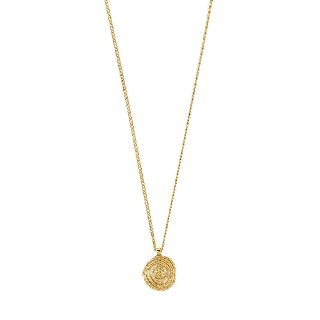 simple gold necklace, spiral coin jewelry