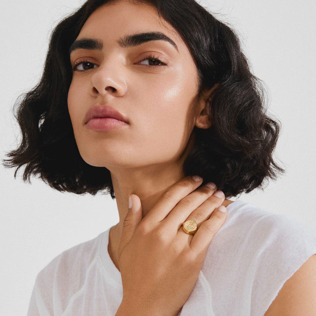 AIR SPIRAL CHUNKY RING, PILGRIM, gold chunky ring, gold spiral ring, gold plated ring