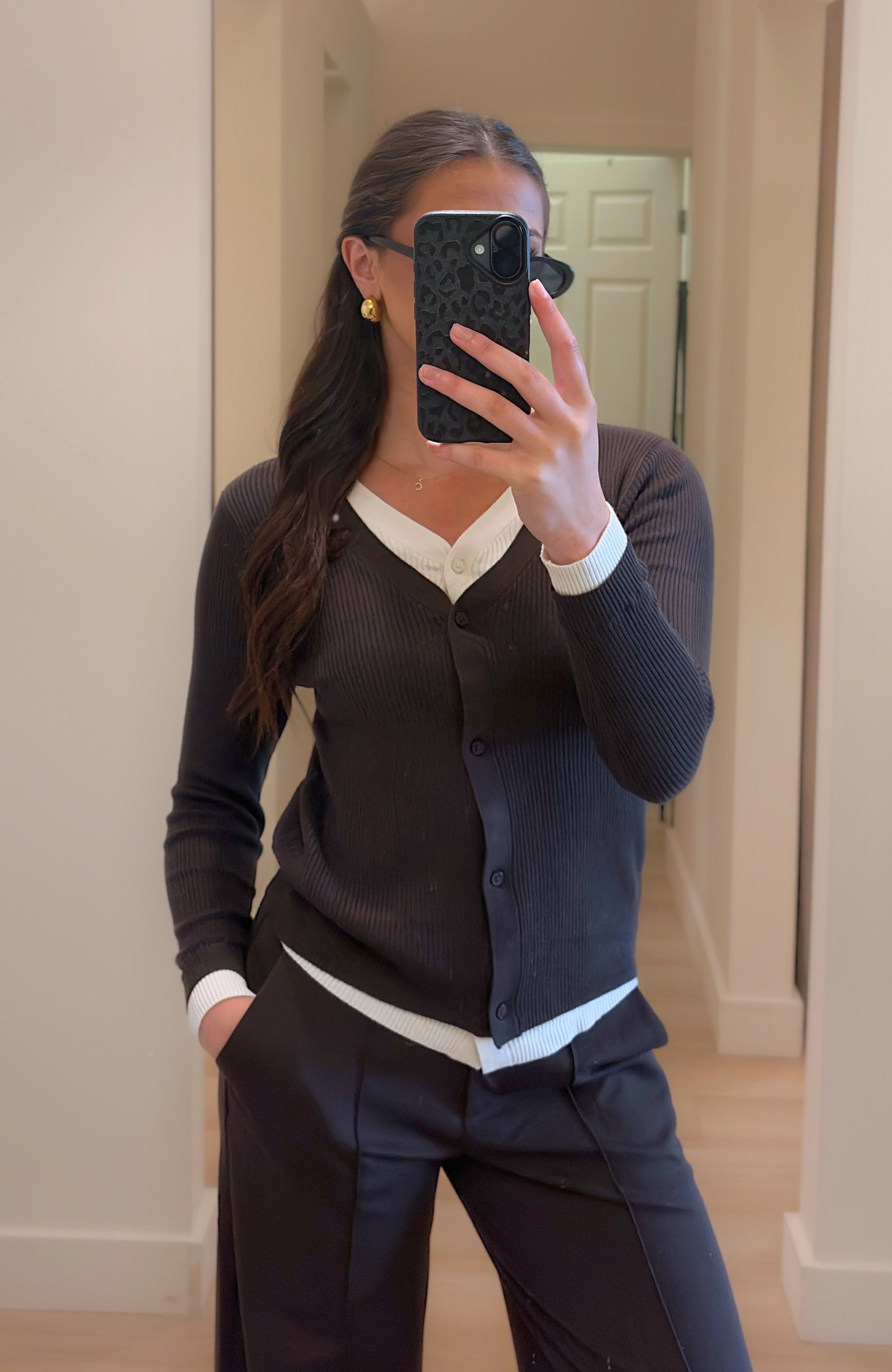 LAYERED RIB CARDIGAN