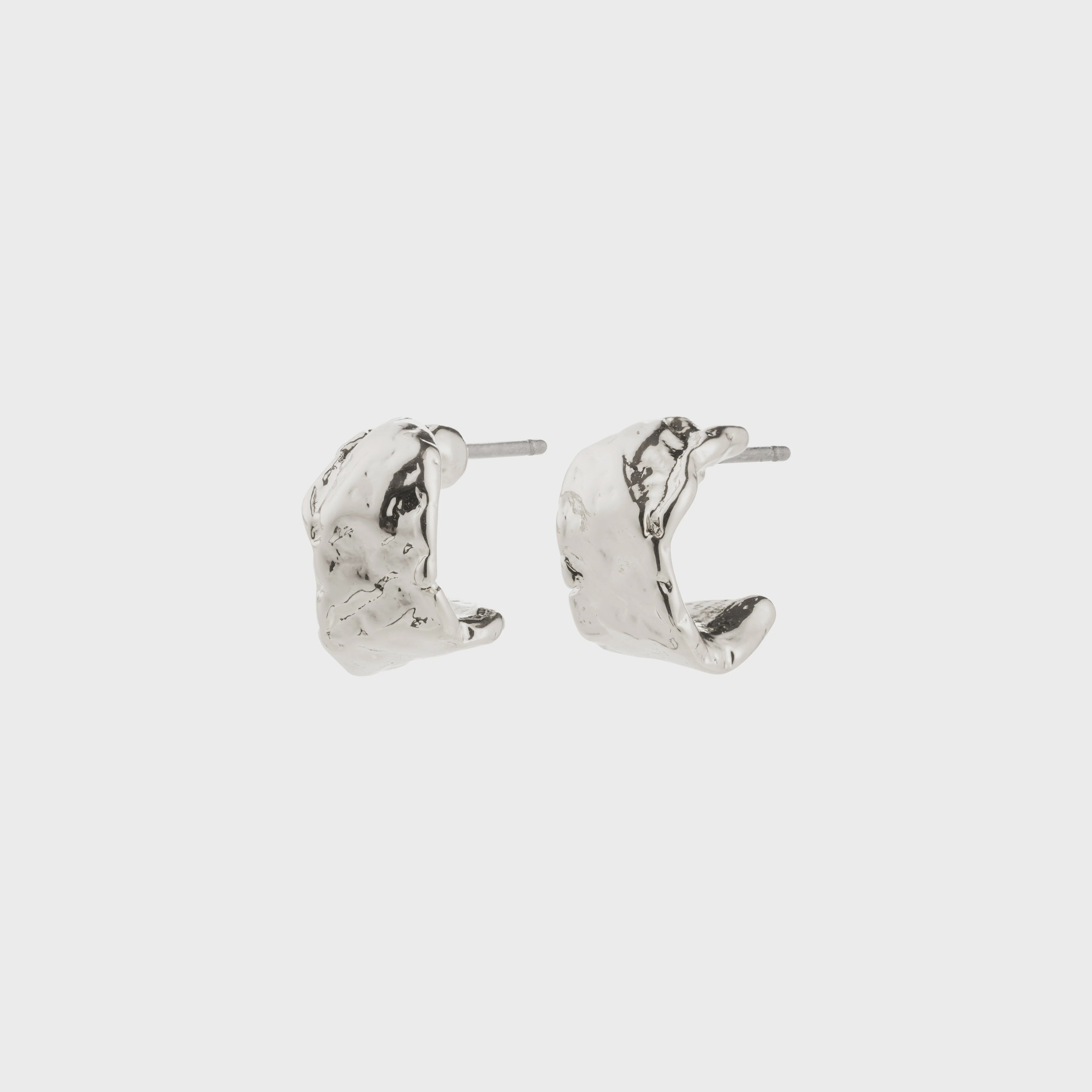 INSTANT SILVER EARRINGS, PILGRIM, molten silver earrings, sculptural silver studs 