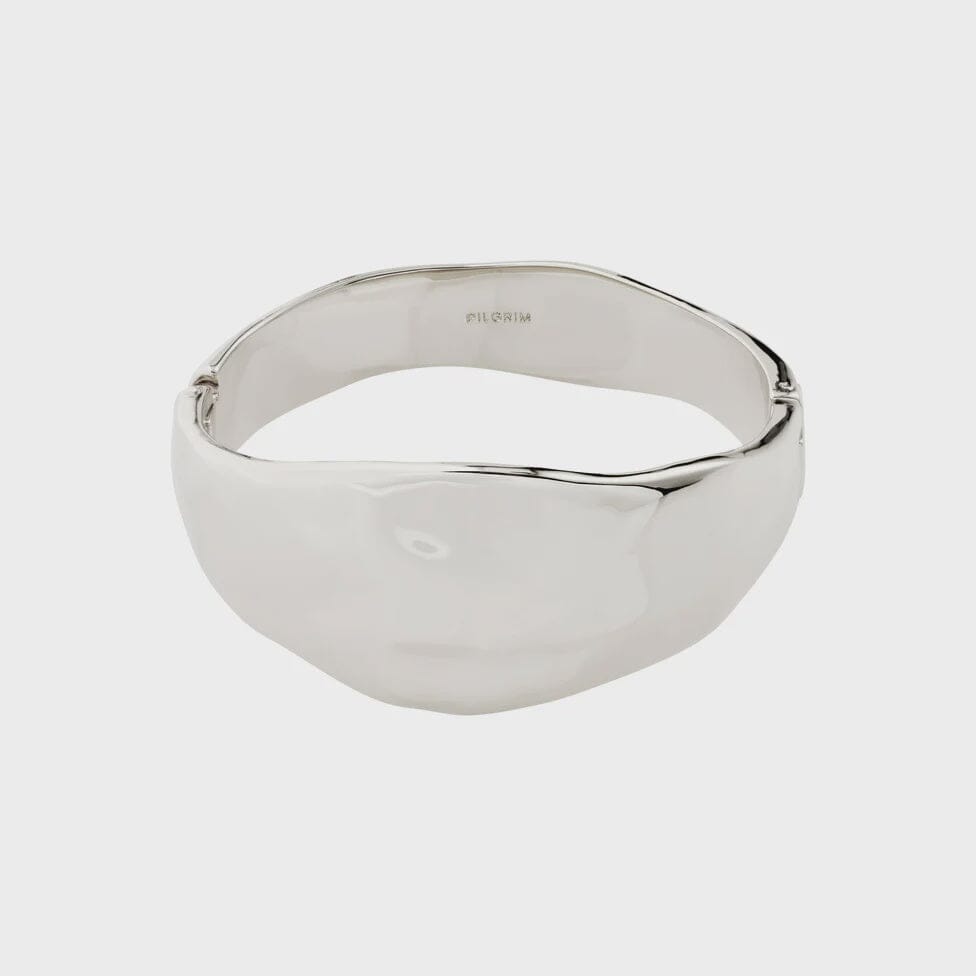 SPARKLE SILVER BANGLE, PILGRIM, silver bangle bracelet, modern silver jewelry, chunky silver bracelet, sculptural silver bangle, polished silver accessory