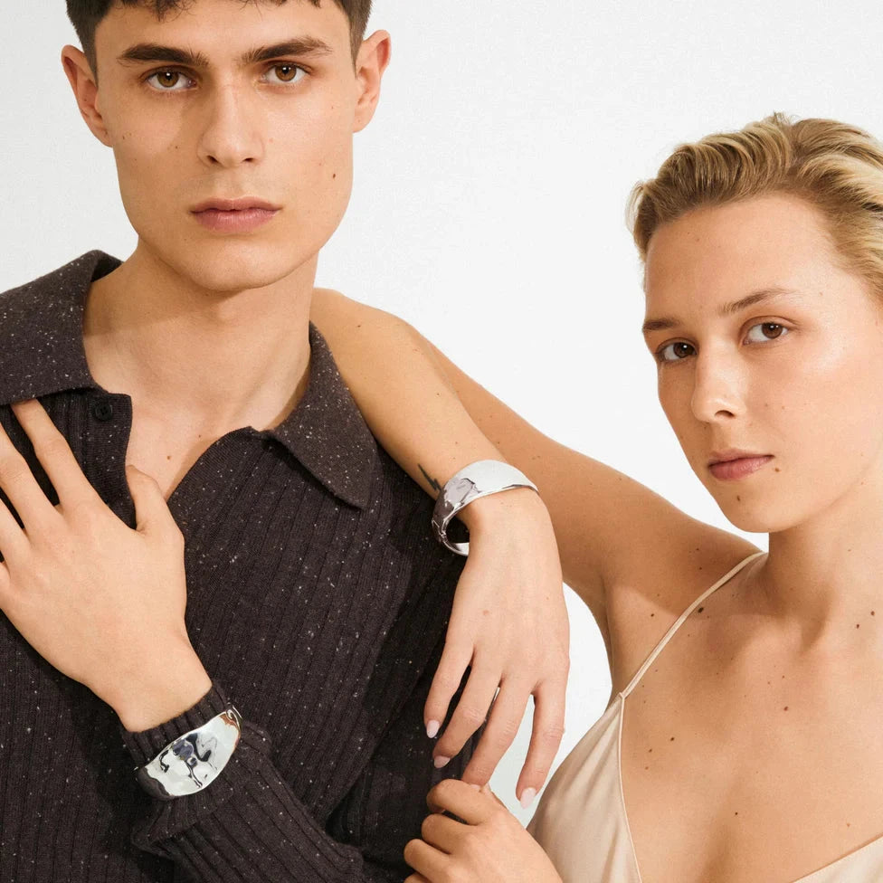 minimalist cuff bracelet, women’s silver bangle, contemporary silver statement piece