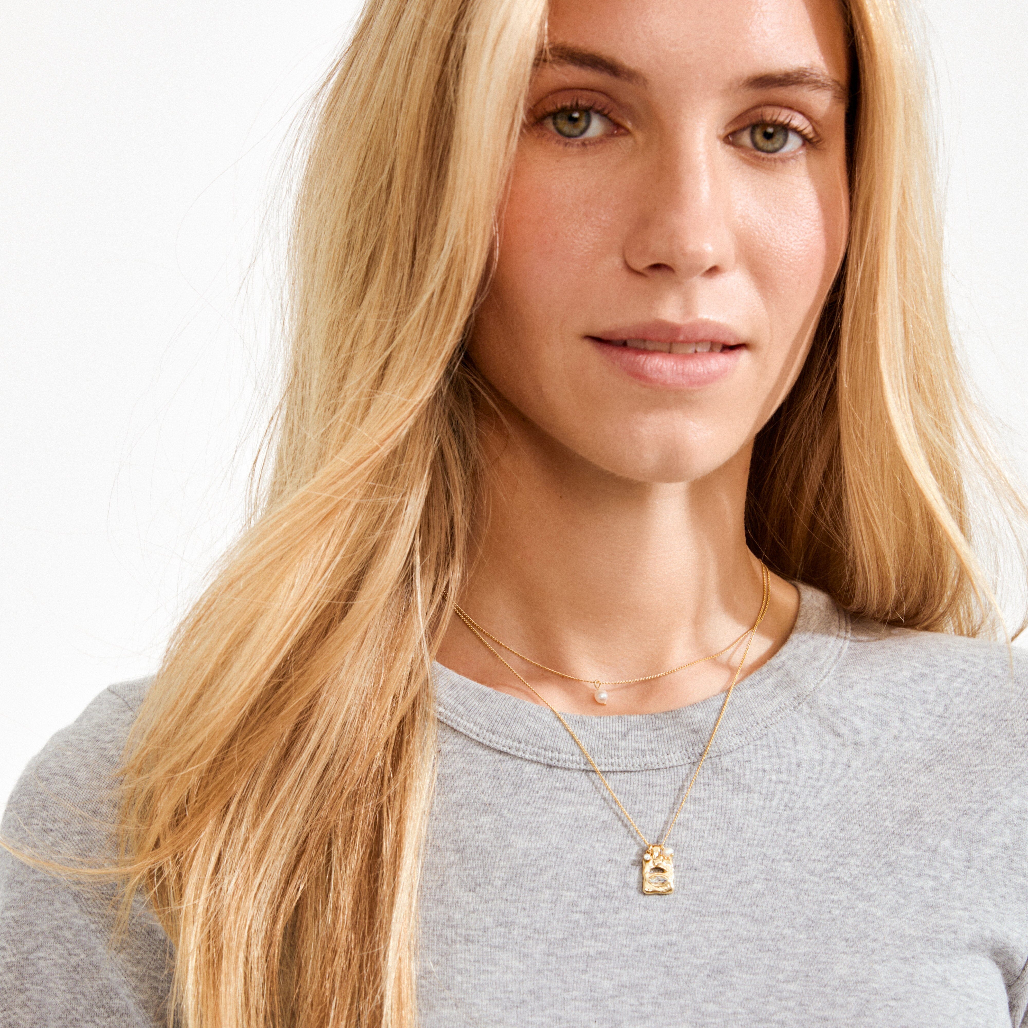 PILGRIM, fire crystal necklace, gold plated crystal necklace, pendant necklace with crystals