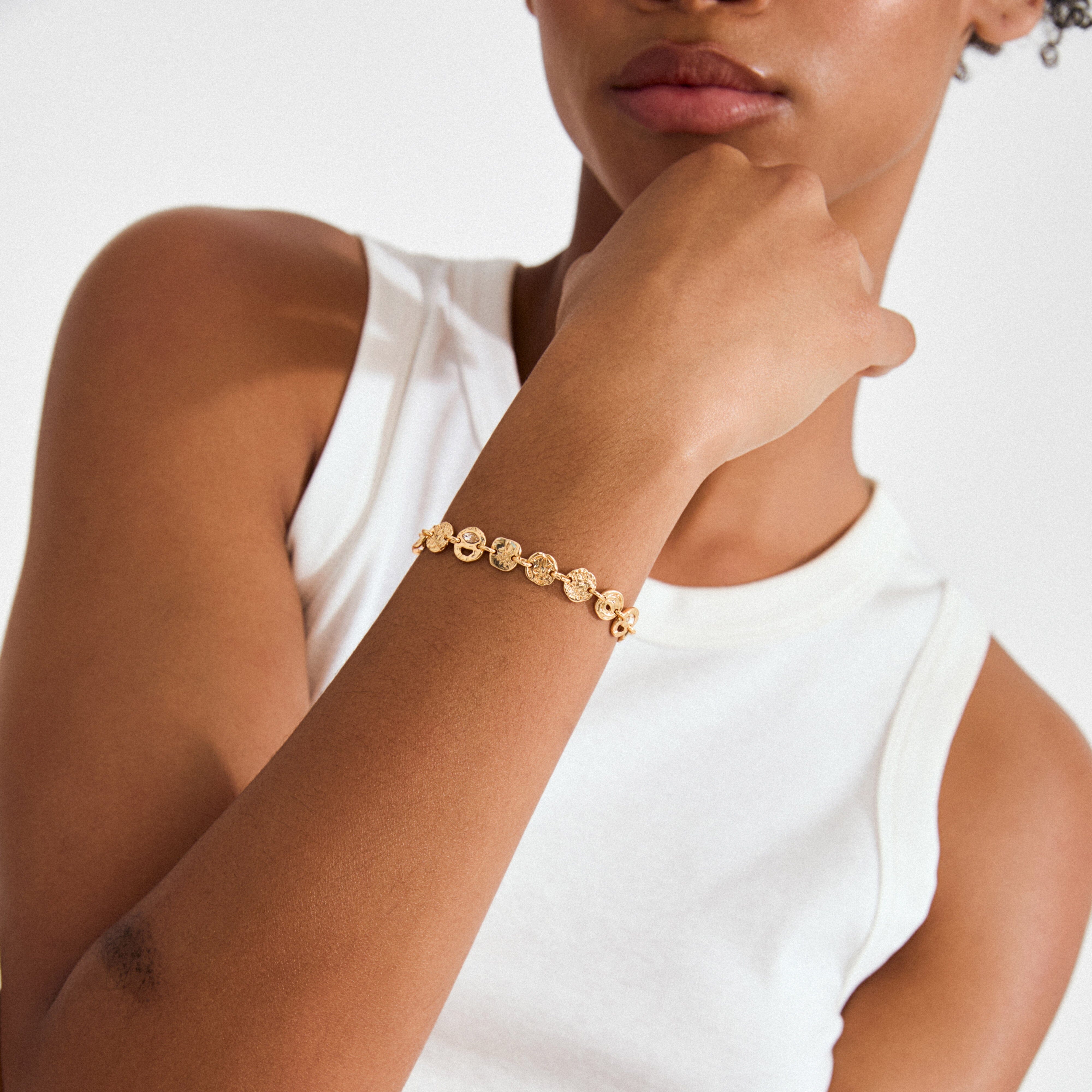 PILGRIM, PILGRAM BRACELET, GOLD PLATED BRACELET, PILGRIM GOLD PLATED JEWELRY