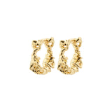 TRUST GOLD HOOP EARRINGS, PILGRIM, gold textured hoops 
