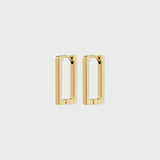 gold rectangle earrings, geometric gold earrings