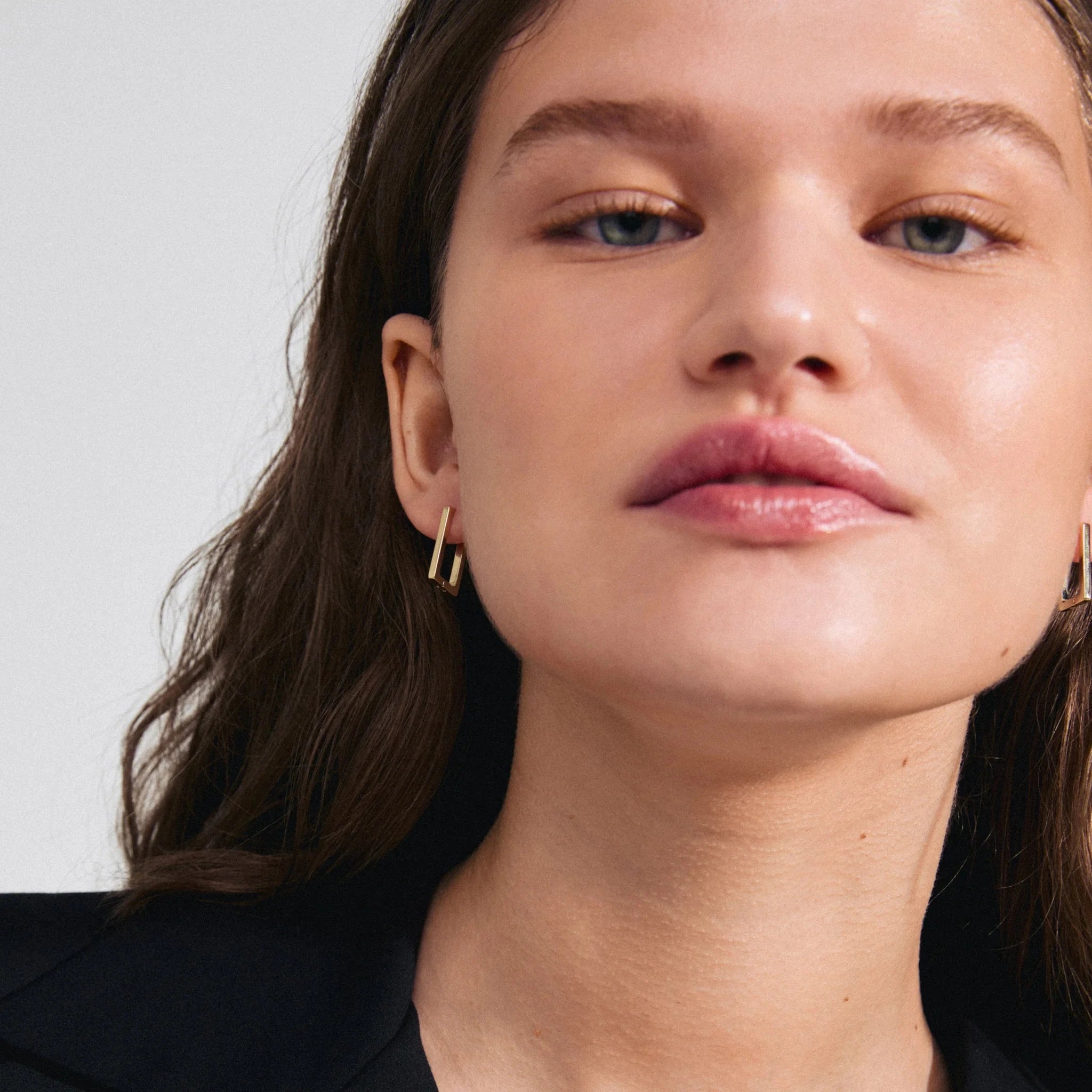 PILGRIM GOLD RECTANGLE EARRINGS, PILGRIM, minimalist gold hoops, structured gold earrings