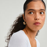 gold sculpted hoops, gold plated earrings