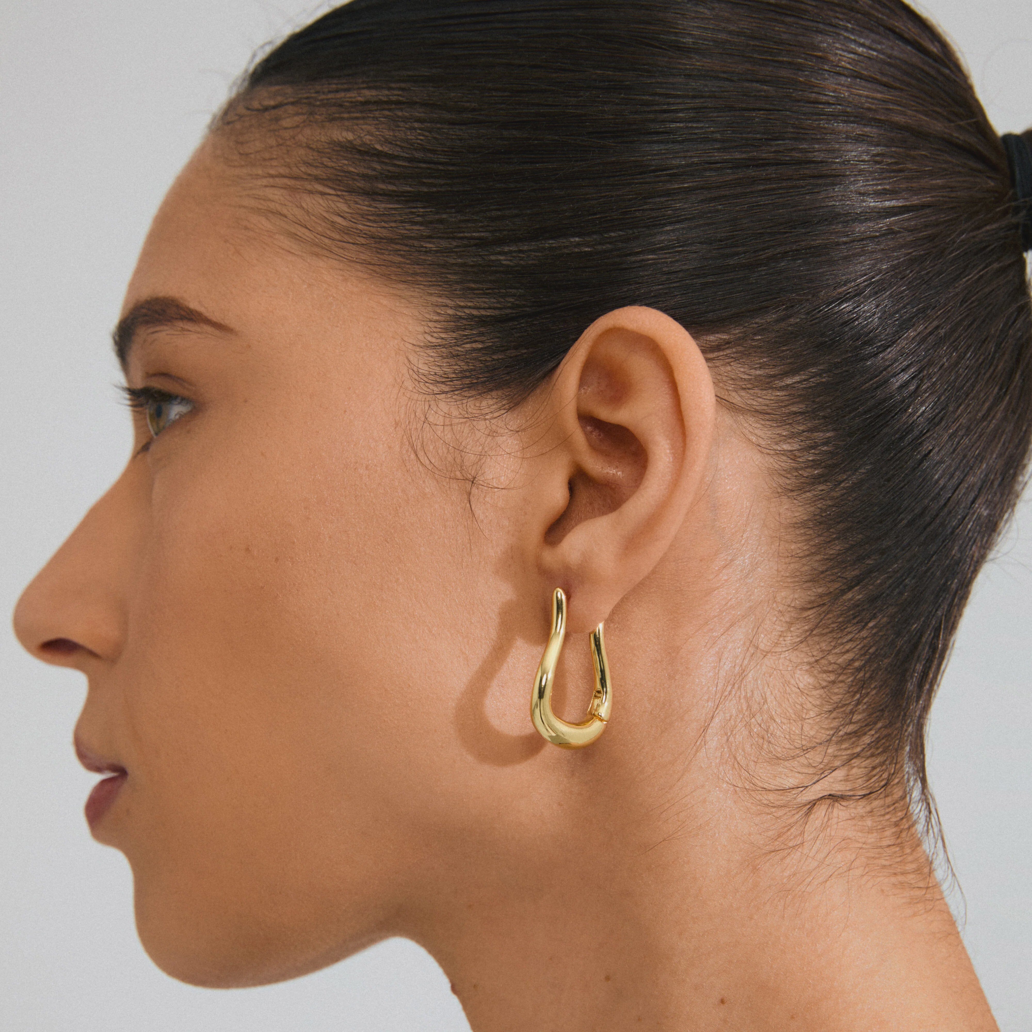 UNFOLD GOLD HOOPS, PILGRIM, organic gold hoops, sculptural gold earrings 