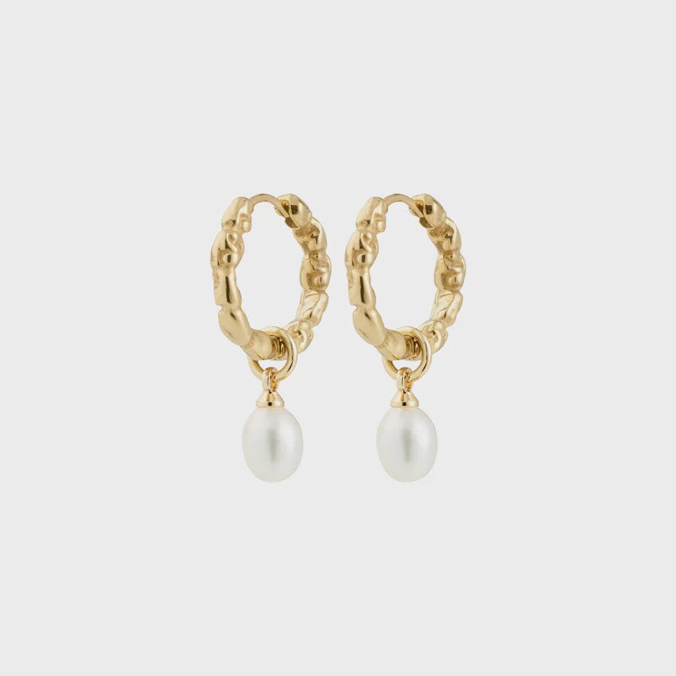 organic gold jewelry, freshwater pearl hoops, gold statement earrings, artistic gold pearl earrings, elegant gold hoops