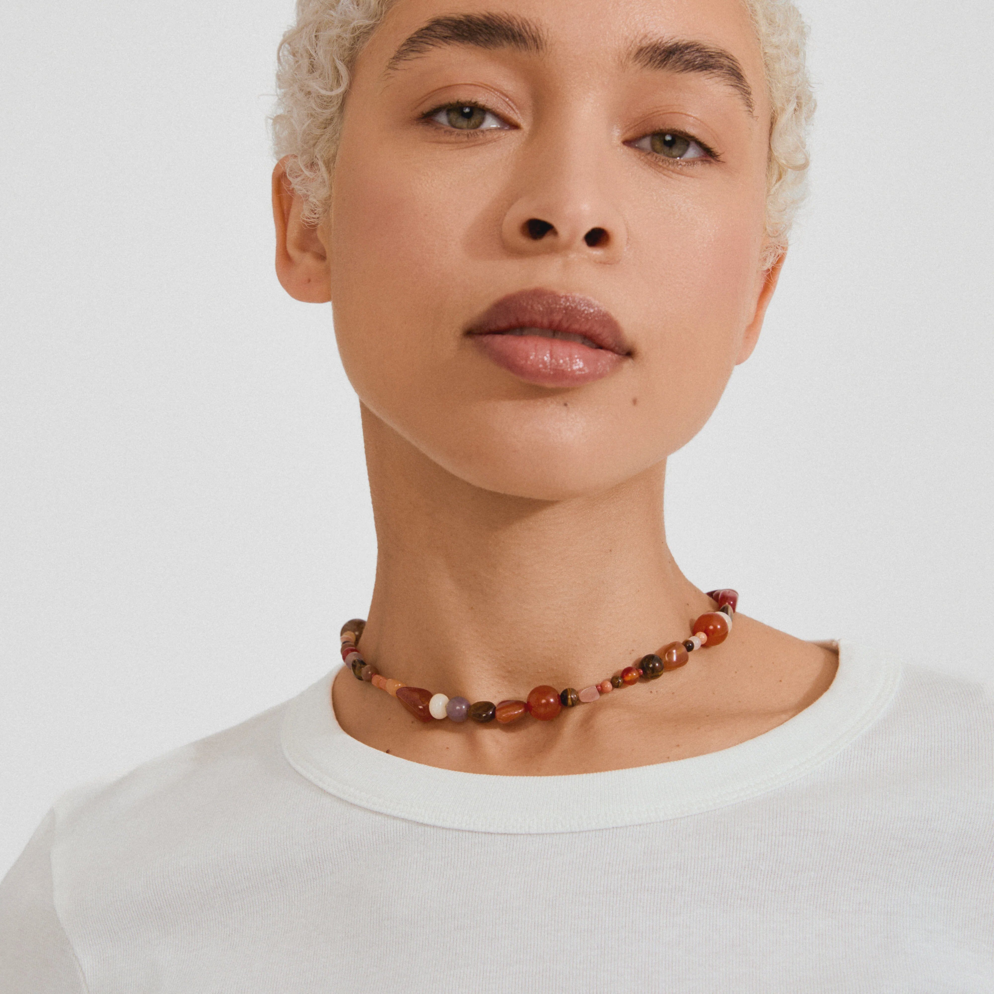 PILGRIM, gold plated beaded necklace, neutral beaded necklace women, mixed bead necklace gold plated