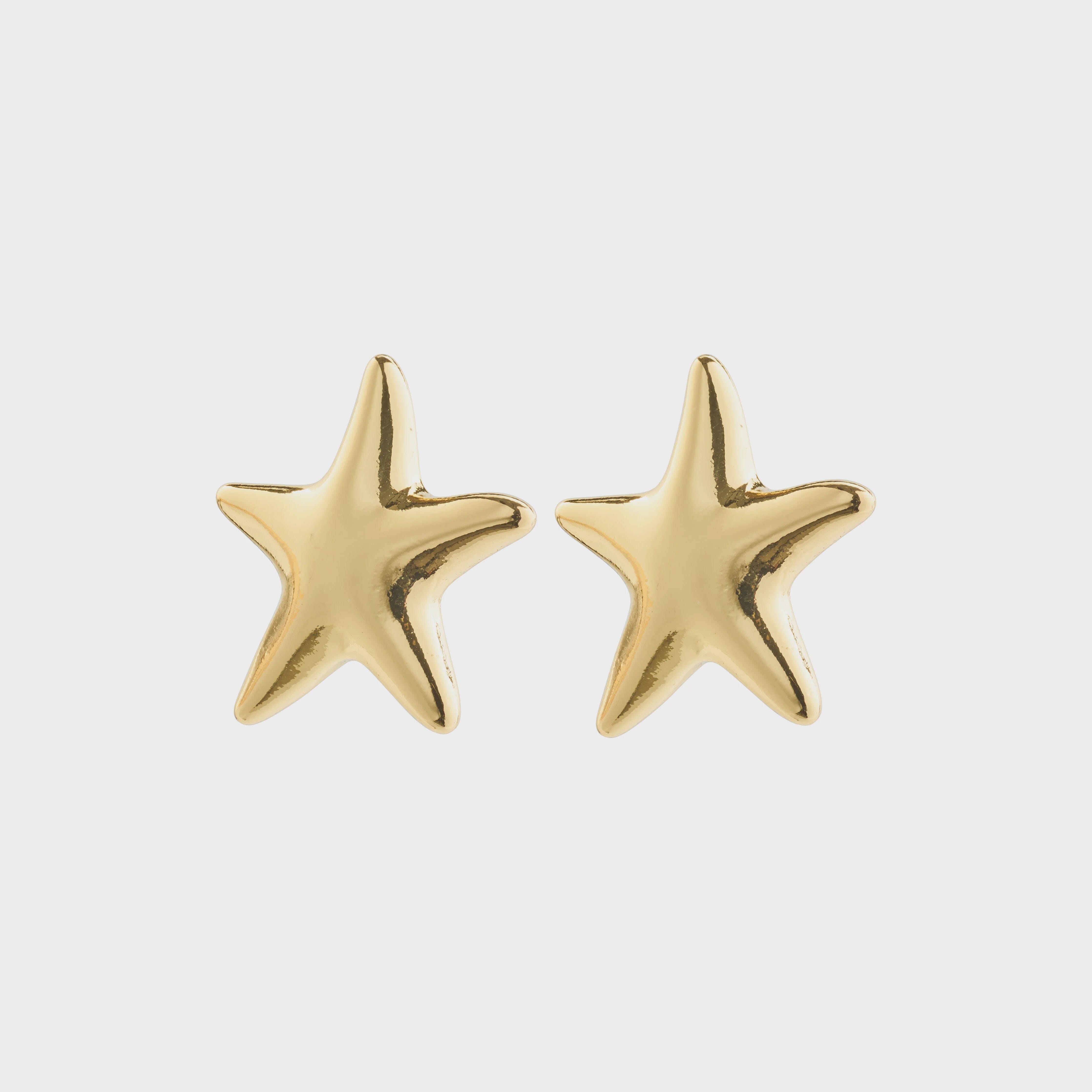 FORCE gold earrings, PILGRIM, gold star earrings 