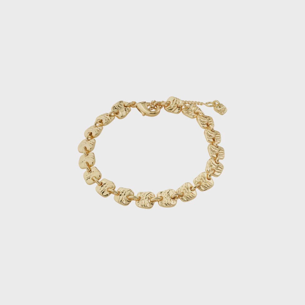 SENSE GOLD BRACELET, PILGRIM,  gold squares bracelet, chunky gold link bracelet, textured gold chain, statement gold jewelry, modern gold bracelet